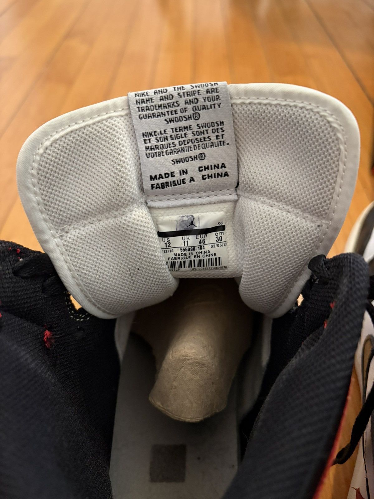Jordan Brand Jordan 1 Black Toe 2013 Size US 12 / EU 45 - 6 Thumbnail
