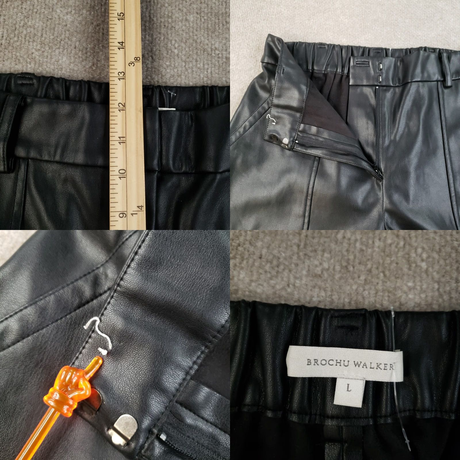 Brochu Walker Brochu Walker Pants Womens Large Black Tapered Crop Ankle Faux Leather Size 32" / US 10 / IT 46 - 8 Thumbnail