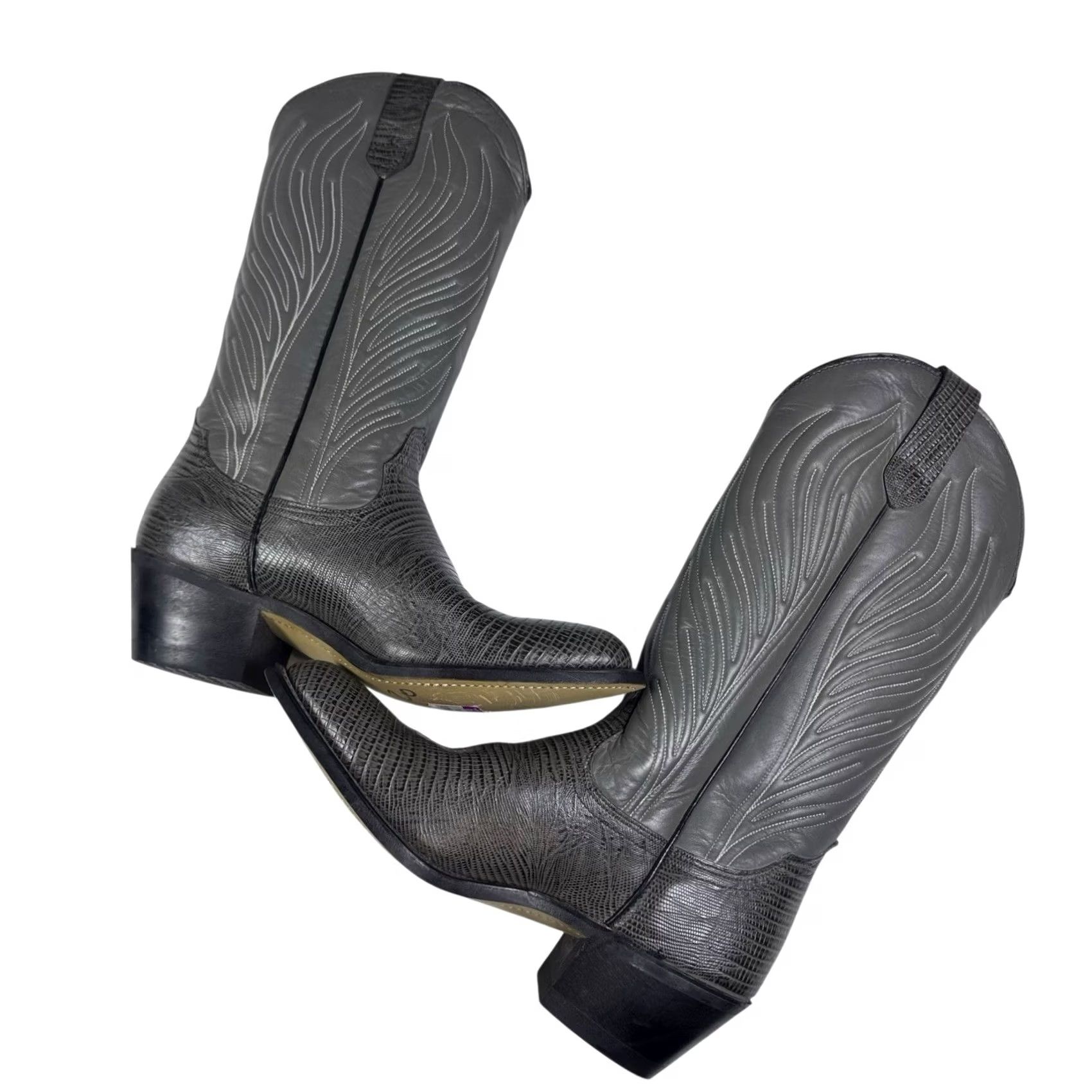 Frye VINTAGE Frye Boots Men's 8D Leather Snakeskin Western Cowboy USA Made 91021 Size US 8 / EU 41 - 6 Thumbnail