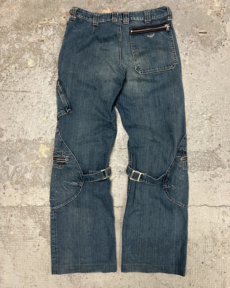 Armani × Vintage 2000s Armani Cargo Bondage Denim Jeans Size US 30 / EU 46 - 2 Thumbnail