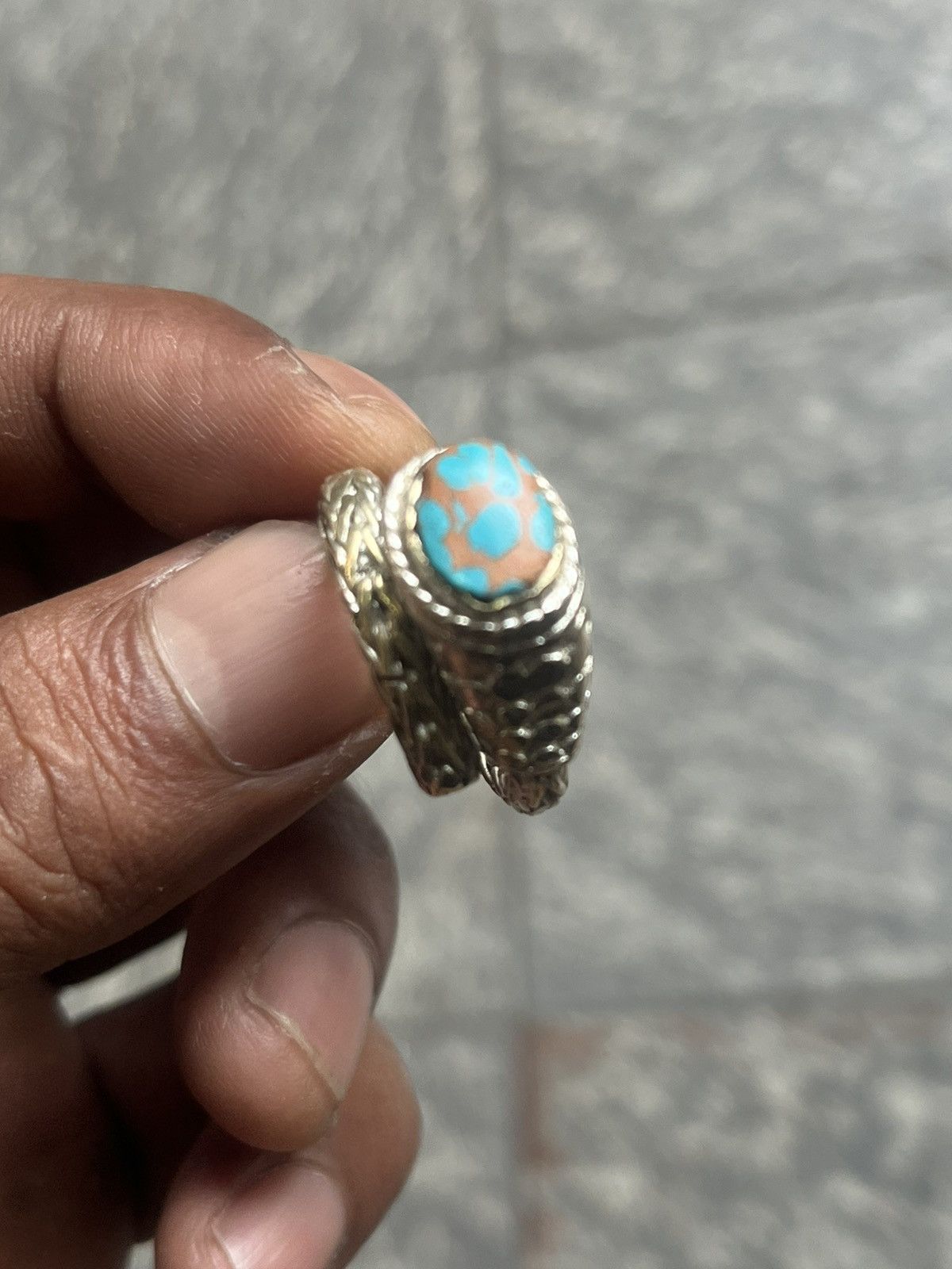 John Hardy Braided Silver Serpent Ring with Inlay Turquoise Stone Size ONE SIZE - 3 Thumbnail