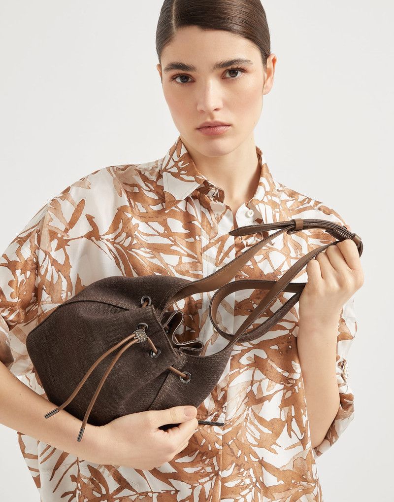Brunello Cucinelli o1la1rc1a0326 Size: OS / BC Duo Small Bucket Bag in Brown Size ONE SIZE - 4 Thumbnail