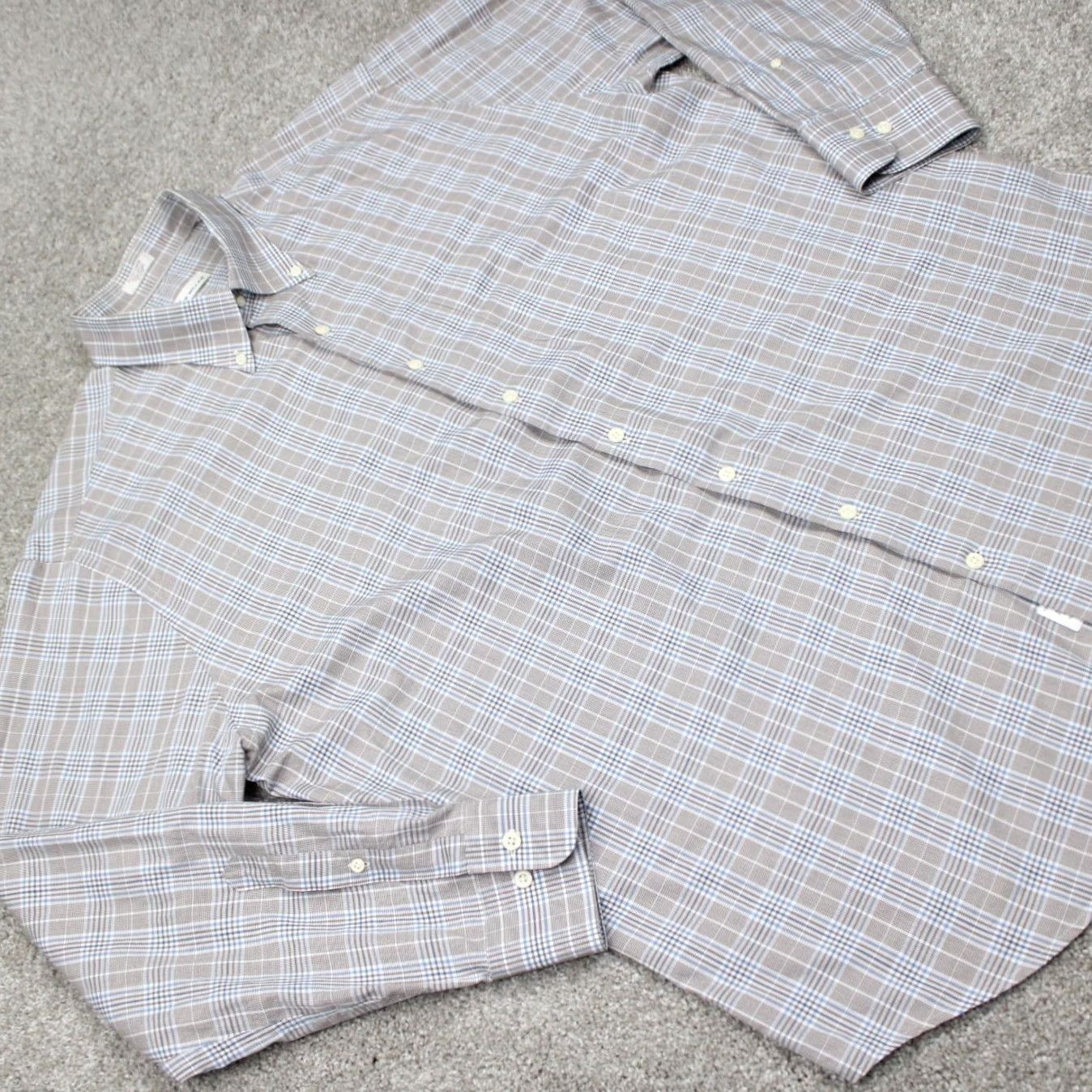 Peter Millar Peter Millar Shirt Mens XL Brown/Blue/White 100% Cotton Long Sleeve Button Down Shirt Size US XL / EU 56 / 4 - 7 Thumbnail