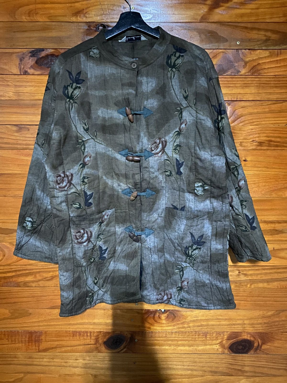 Japanese Brand Vintage Monolisa Floral Linen Jacket Asian Boho Kimono Style Size L / US 10 / IT 46 - 4 Thumbnail