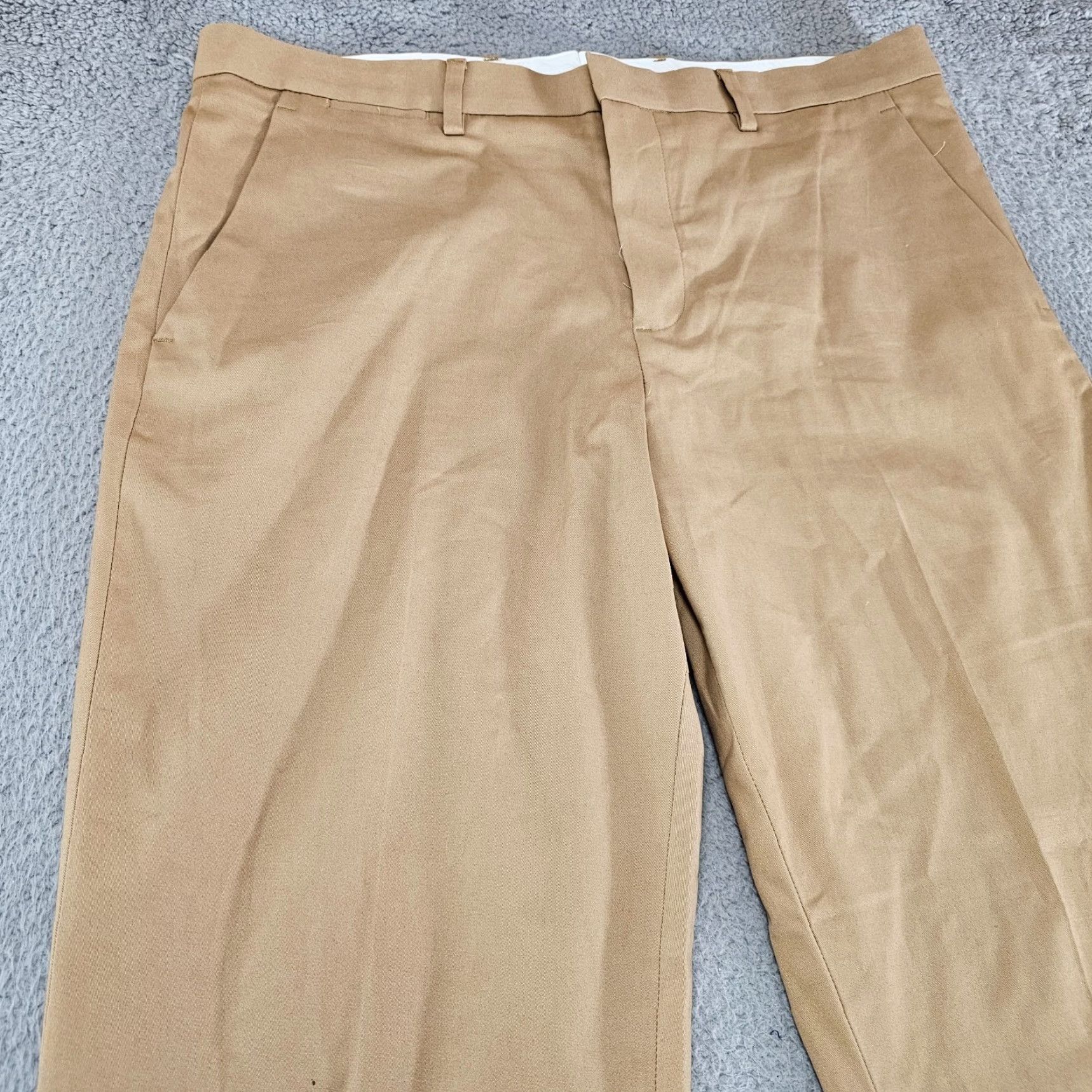 Express Express Dress Pants Mens 34x27 Khaki Producer Fit Flat Front Stretch Comfort Wrinkle Resistant Business Casual Slacks Size US 34 / EU 50 - 2 Thumbnail