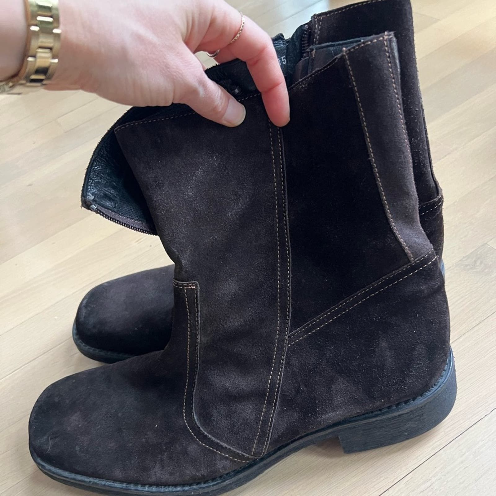 Vintage Men’s chocolate brown suede mid-calf boots size 10.5 Size US 10.5 / EU 43-44 - 6 Thumbnail