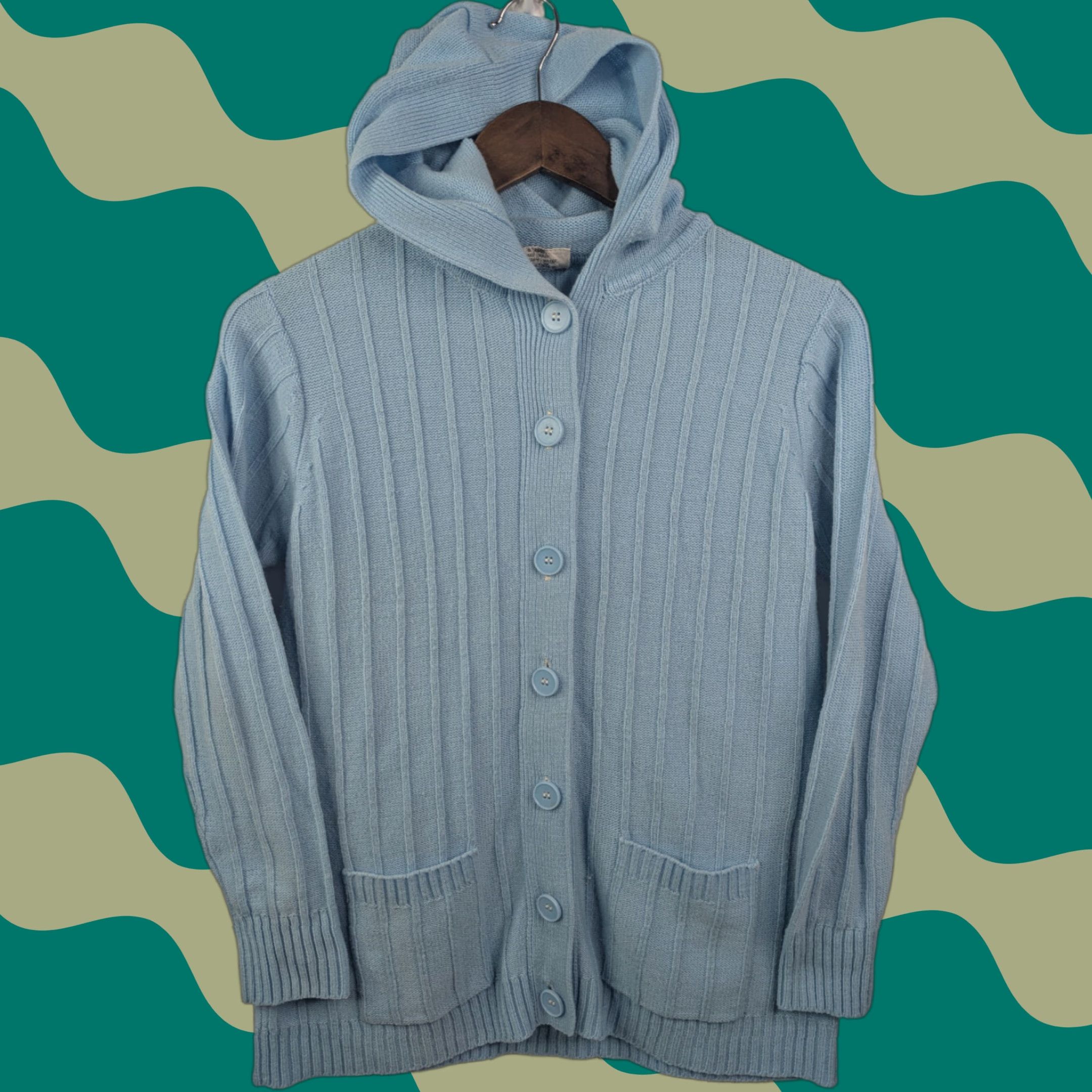 Vintage VINTAGE K-Mart Cardigan Sweater Hoodie Cable Knit Women M Blue 80s 90s Cottagecore Vintage Style Buttons Womens Size M / US 6-8 / IT 42-44 - 1 Thumbnail