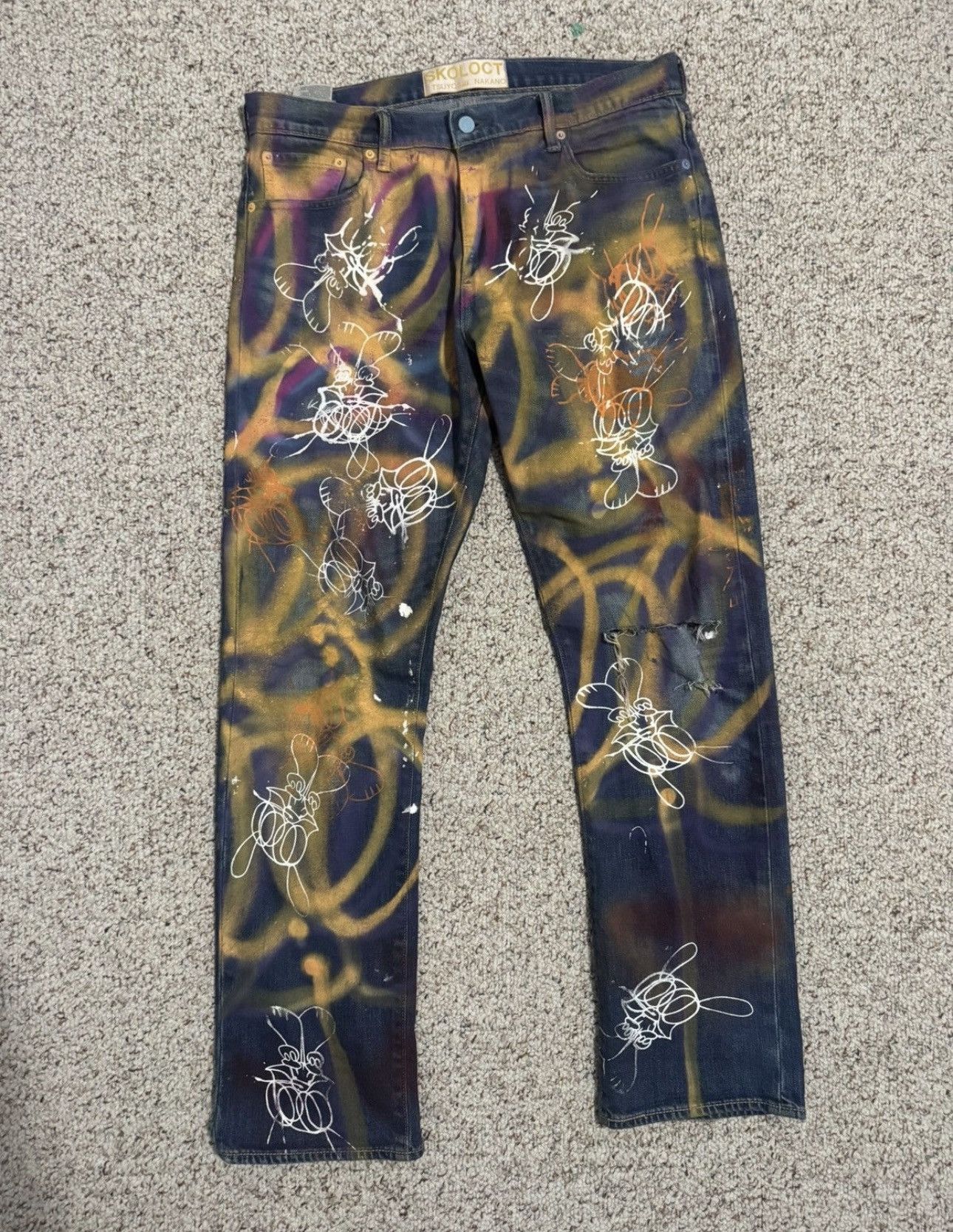 Skoloct jeans 1of1 painted graffiti levi jeans