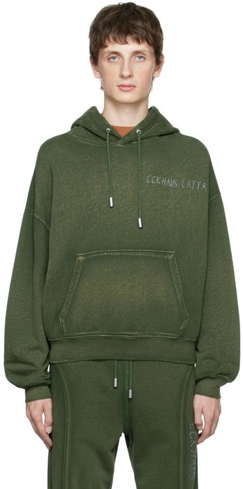 Eckhaus Latta Green Khaki Cotton Hoodie Grailed