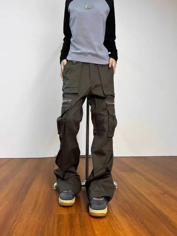 VIBE Street Y2K Zip Pocket Work Micro Flare Casual Pants Size US 34 / EU 50 - 5 Thumbnail