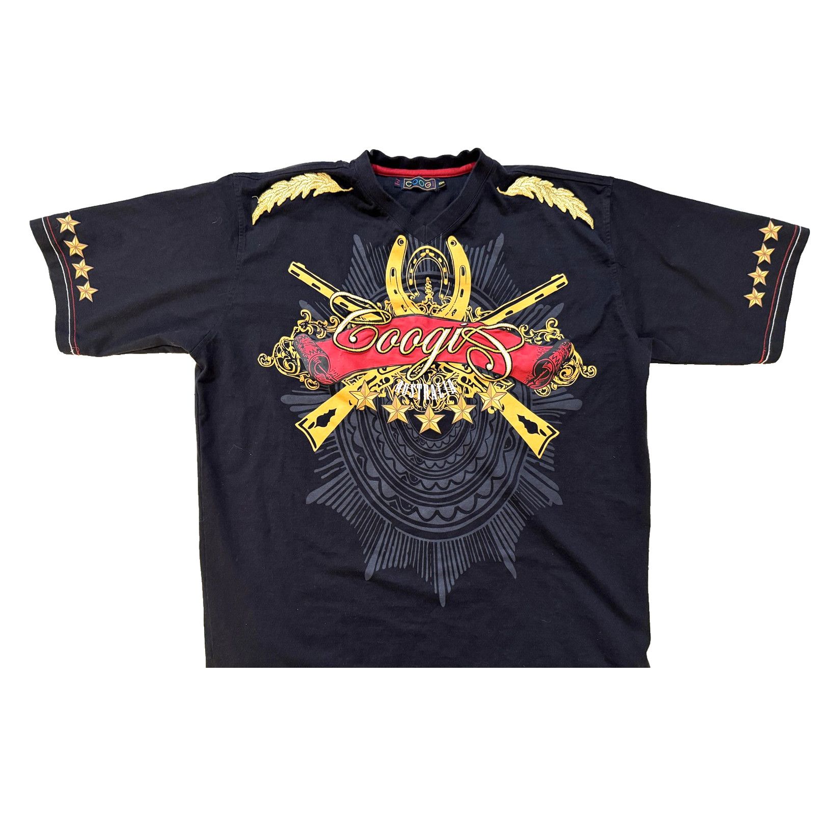 Coogi Vintage Coogi Shirt Mens 3XL Blk Gold Stars Guns Hip Hop Y2K Size US XXL / EU 58 / 5 - 1 Thumbnail