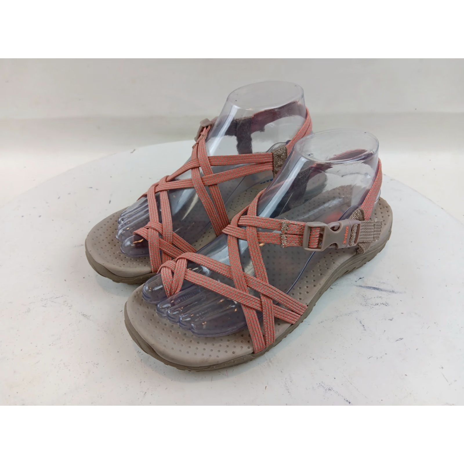 SKECHERS Skechers Reggae Irie Mon Sandals Woman’s Size 7 Taupe Coral Backstrap Geometric Clip Wedge Size US 7 / IT 37 - 3 Thumbnail