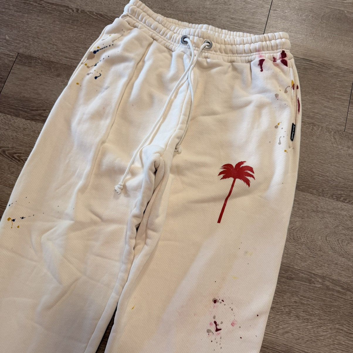 Palm Angels Palm Angels Paint Splatter White Sweatpants Large Size US 37 - 3 Thumbnail
