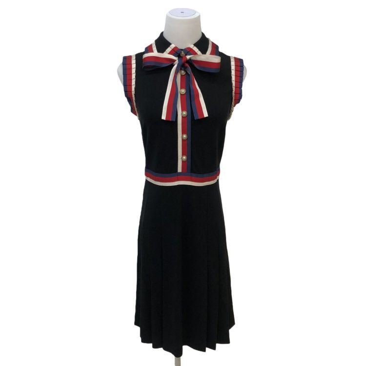 Gucci Gucci Web Stripe Pleated Dress XS Size XS / US 0-2 / IT 36-38 - 1 Thumbnail