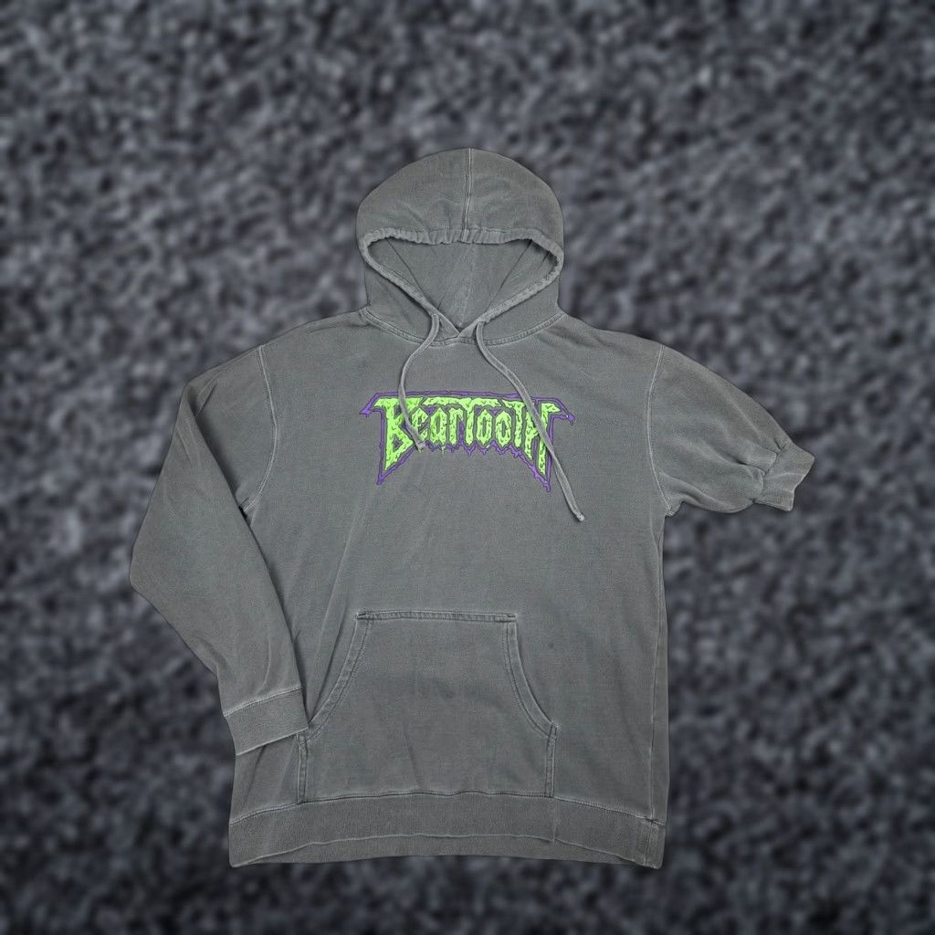 Vintage Beartooth Hoodie Men's XL Gray Spellout Faded ONE SLEEVE SHORTENED! Size US XL / EU 56 / 4 - 1 Thumbnail