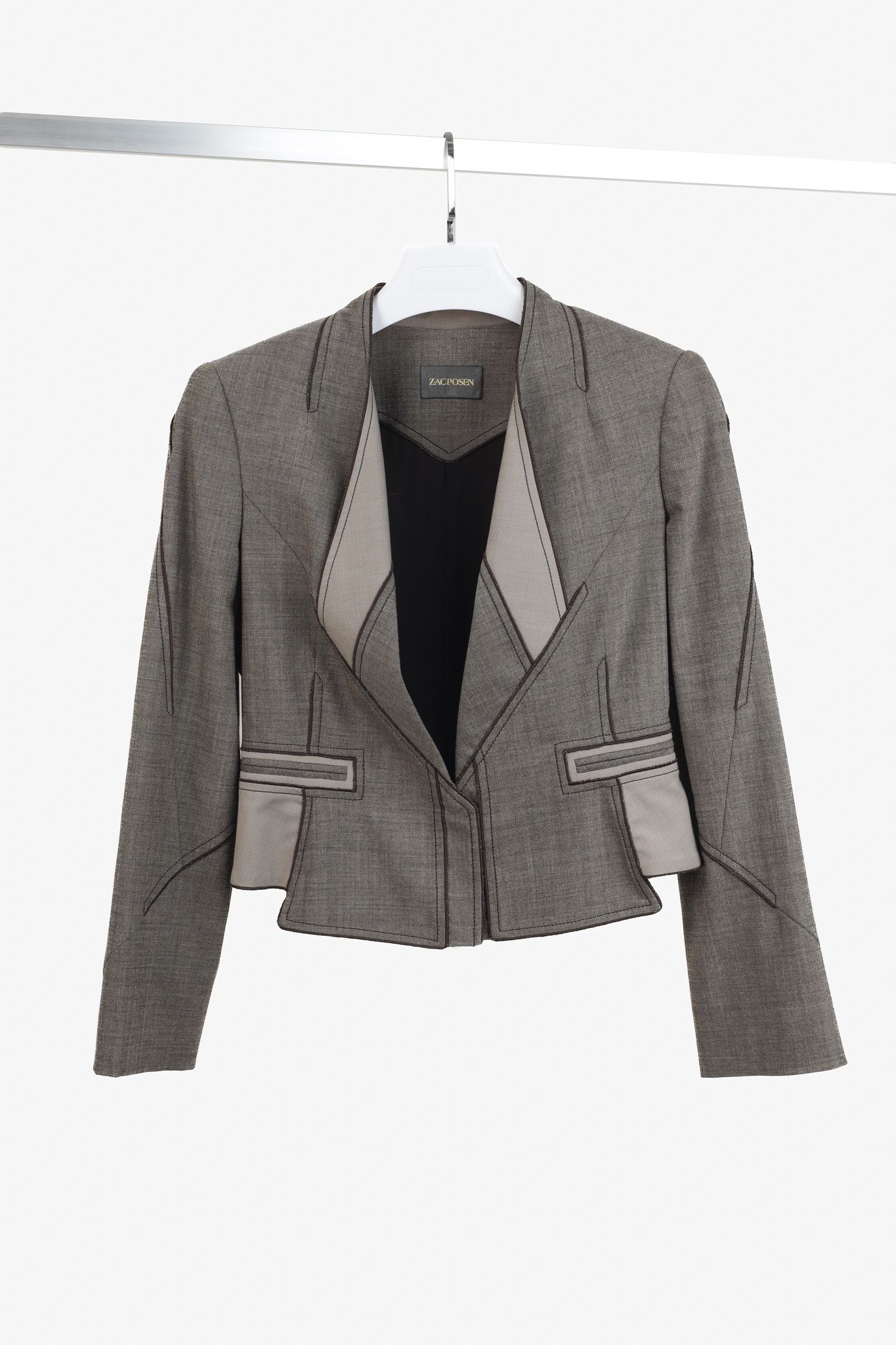 Zac Posen Zac Posen Grey Brown Wool Peplum Jacket Size M / US 6-8 / IT 42-44 - 1 Thumbnail
