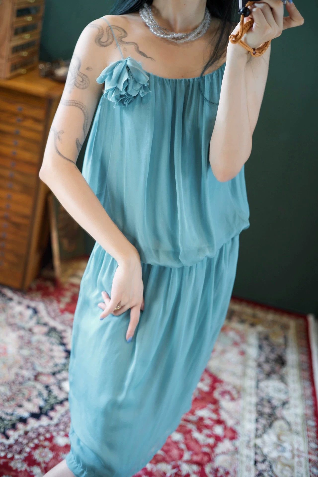 Lanvin Lanvin Mother & Child Silk Mid-Waist Floral Vintage Dress Size M / US 6-8 / IT 42-44 - 9 Thumbnail