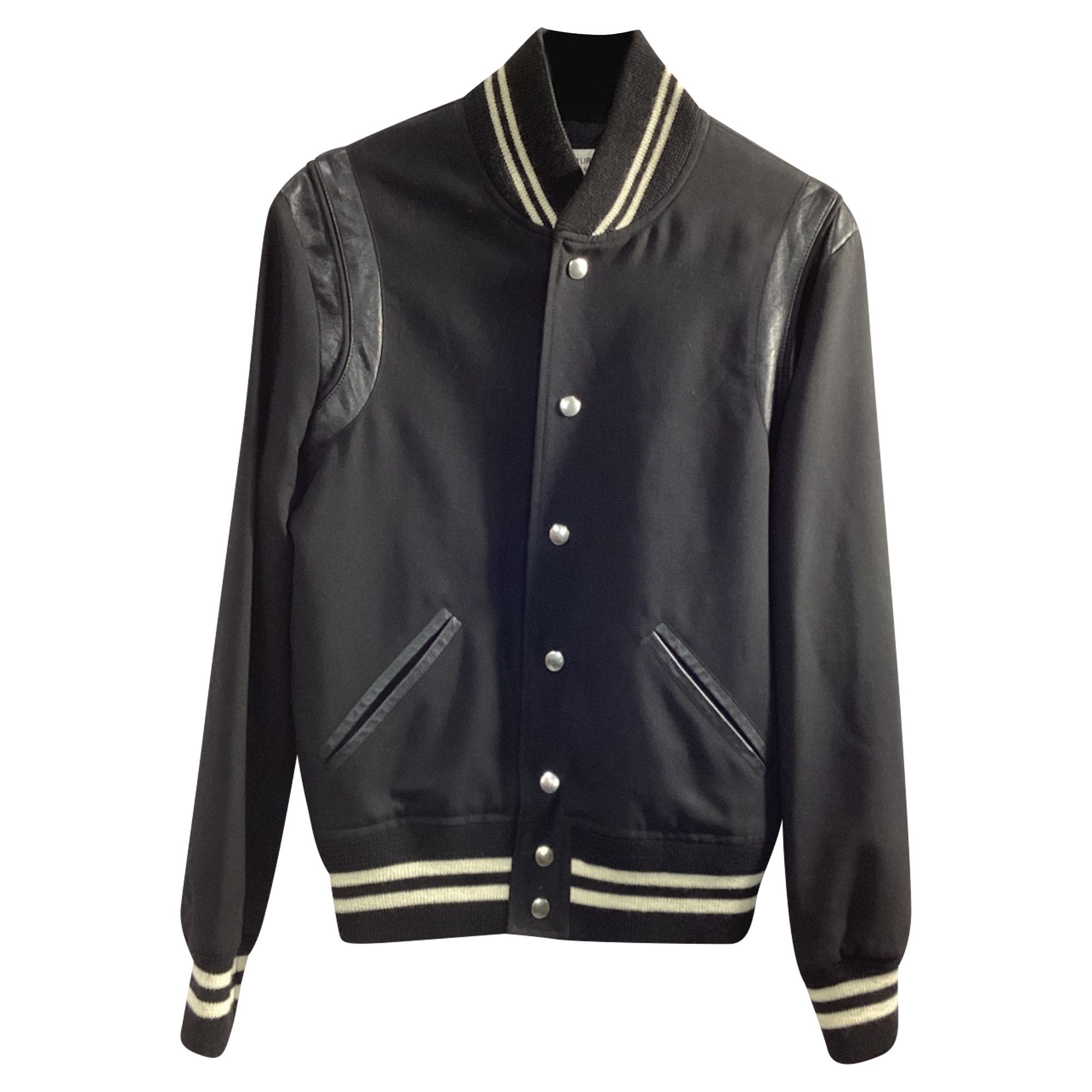 Saint Laurent Paris Saint Laurent Teddy Varsity Jacket in Black Wool Size US L / EU 52-54 / 3 - 1 Thumbnail