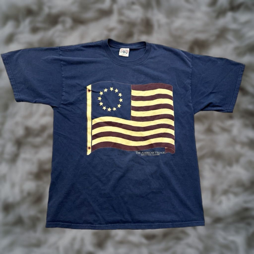 Vintage VINTAGE America T Shirt Mens XL Alabama Montevallo USA Blue Graphic Print Short Sleeve Crew Neck Regular Cotton USA Theme Size US XL / EU 56 / 4 - 1 Thumbnail