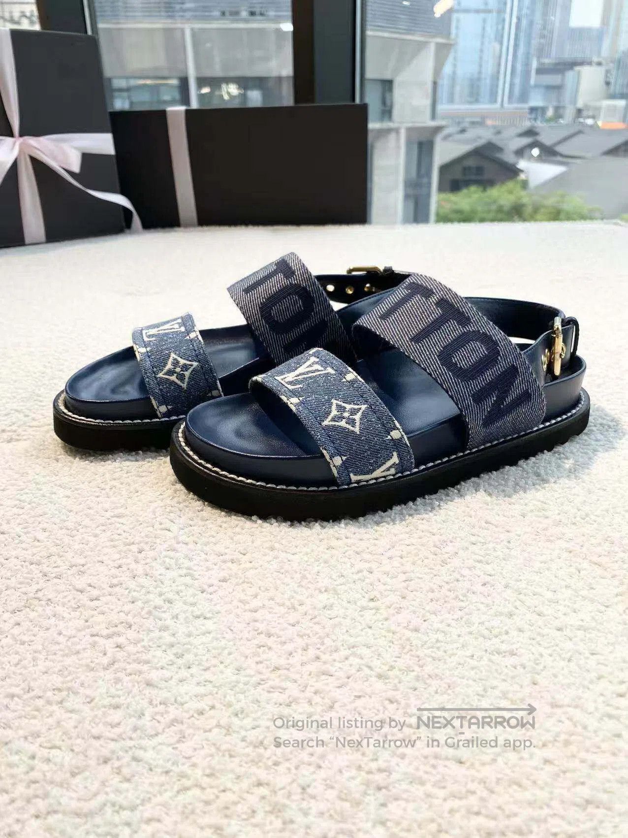 Louis Vuitton Louis Vuitton Denim old flower full of printed sandals| Size US 5.5 / IT 35.5 - 1 Thumbnail