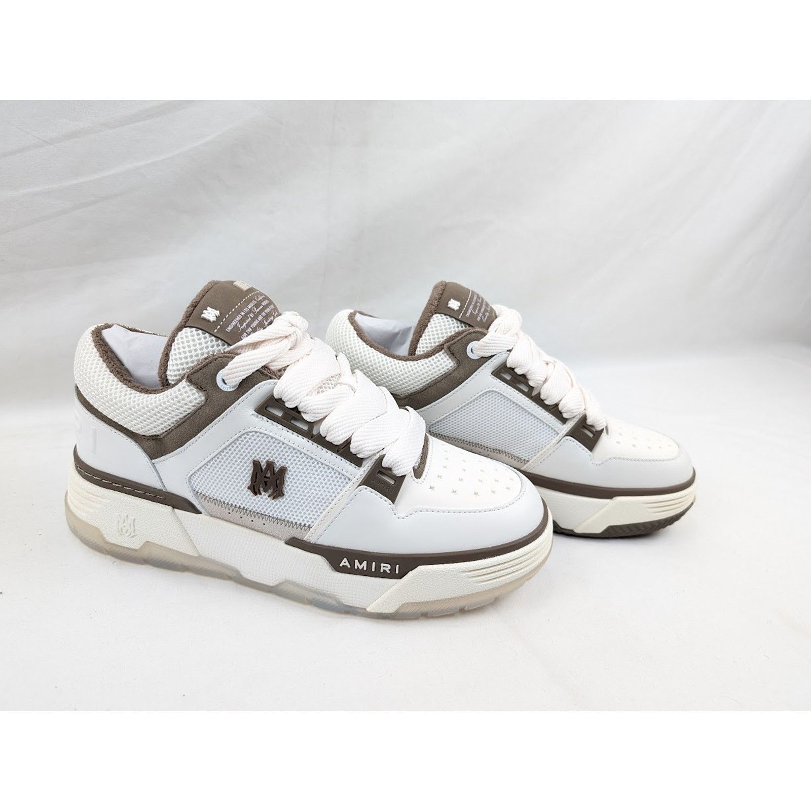 Amiri o1rshd1 MA-1 Leather Sneakers in White/Brown Size US 14 / EU 47 - 11 Thumbnail