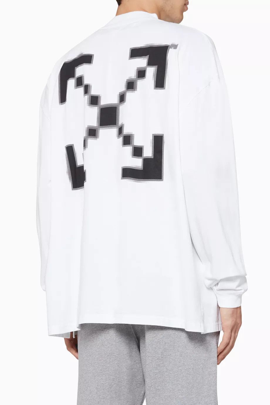 Off-White White Scaffolding Arrows Print Long Sleeve Mock Neck T-Shirt Size US M / EU 48-50 / 2 - 2 Thumbnail