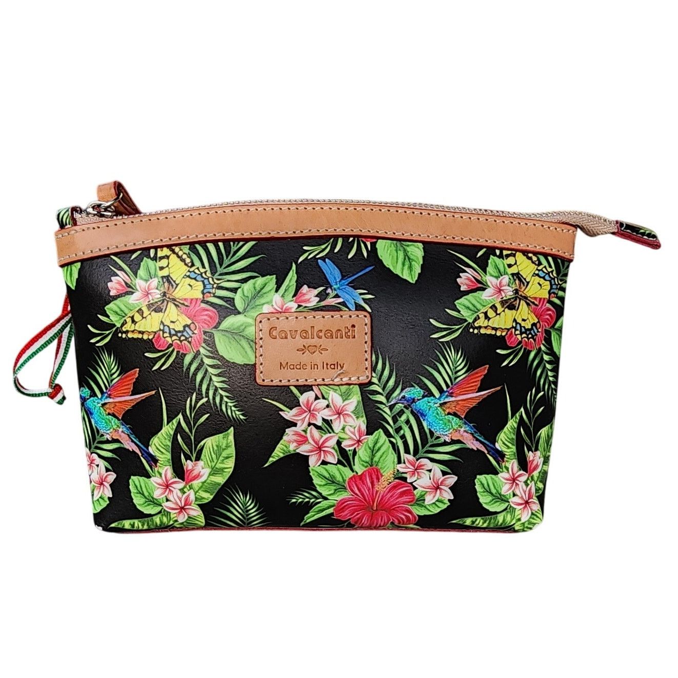 Designer Cavalcanti Tropical Floral Leather Pouch Wristlet Clutch Size ONE SIZE - 11 Thumbnail