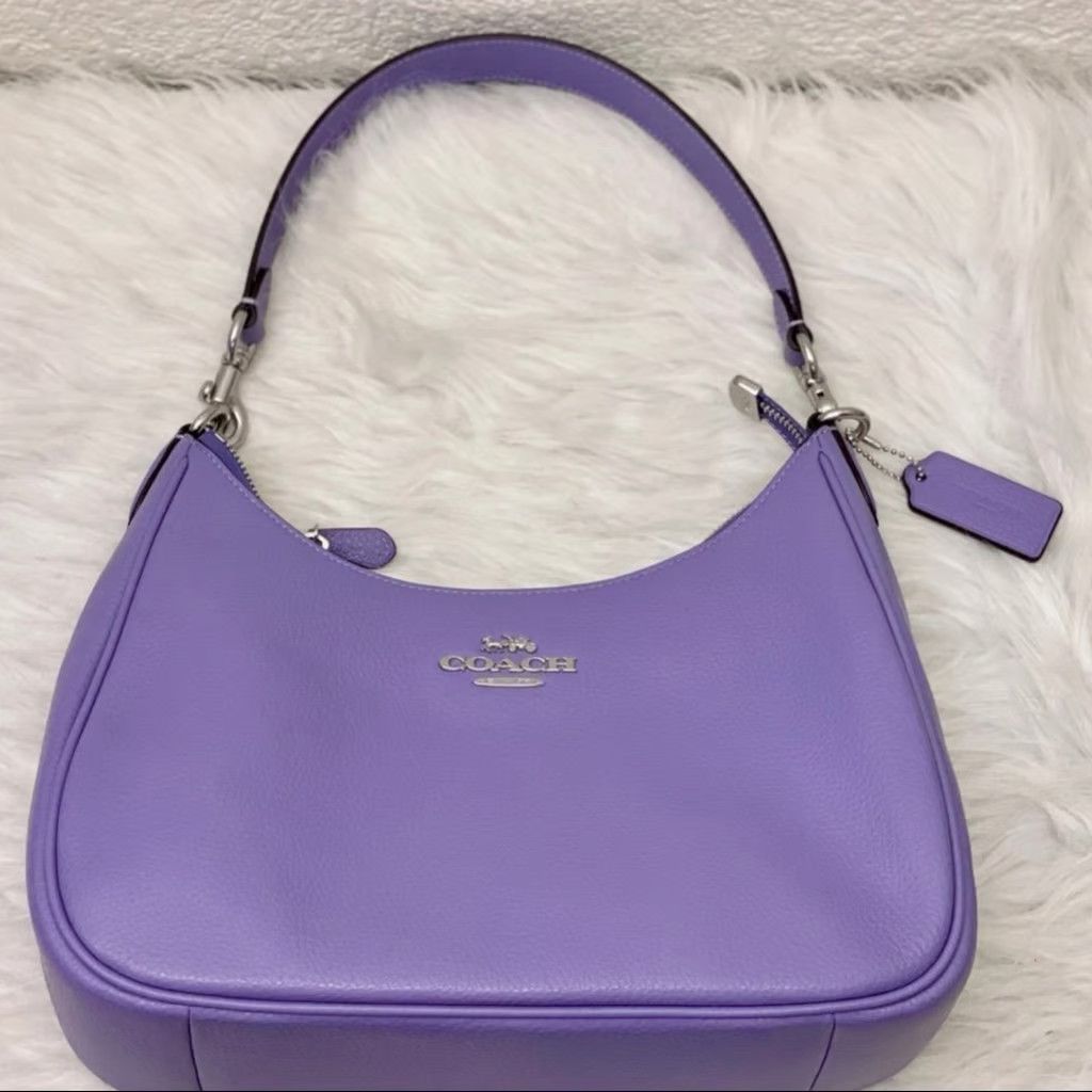 NWT Coach Purple Leather Teri Hobo Crossbody Bag Cj517 in Silver/Light Violet, Women's