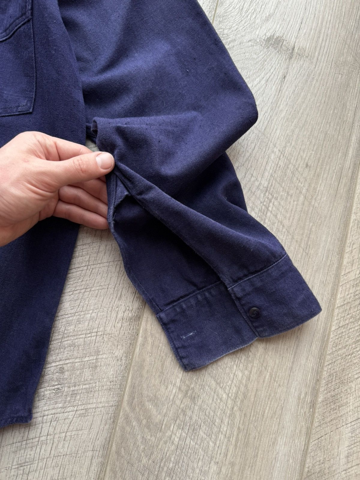 Vintage Soft Dark Blue Work Shirt by Scottcraft Washed Cotton Twill Size US L / EU 52-54 / 3 - 5 Thumbnail