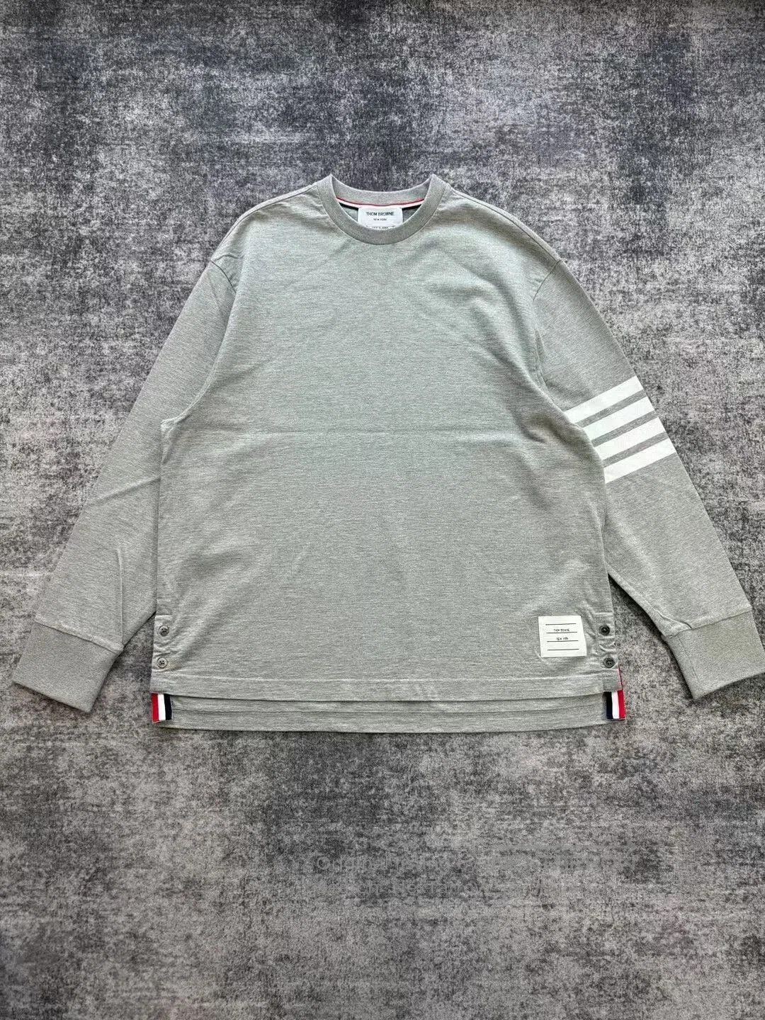 thom browne gray long sleeve sweatshirt.