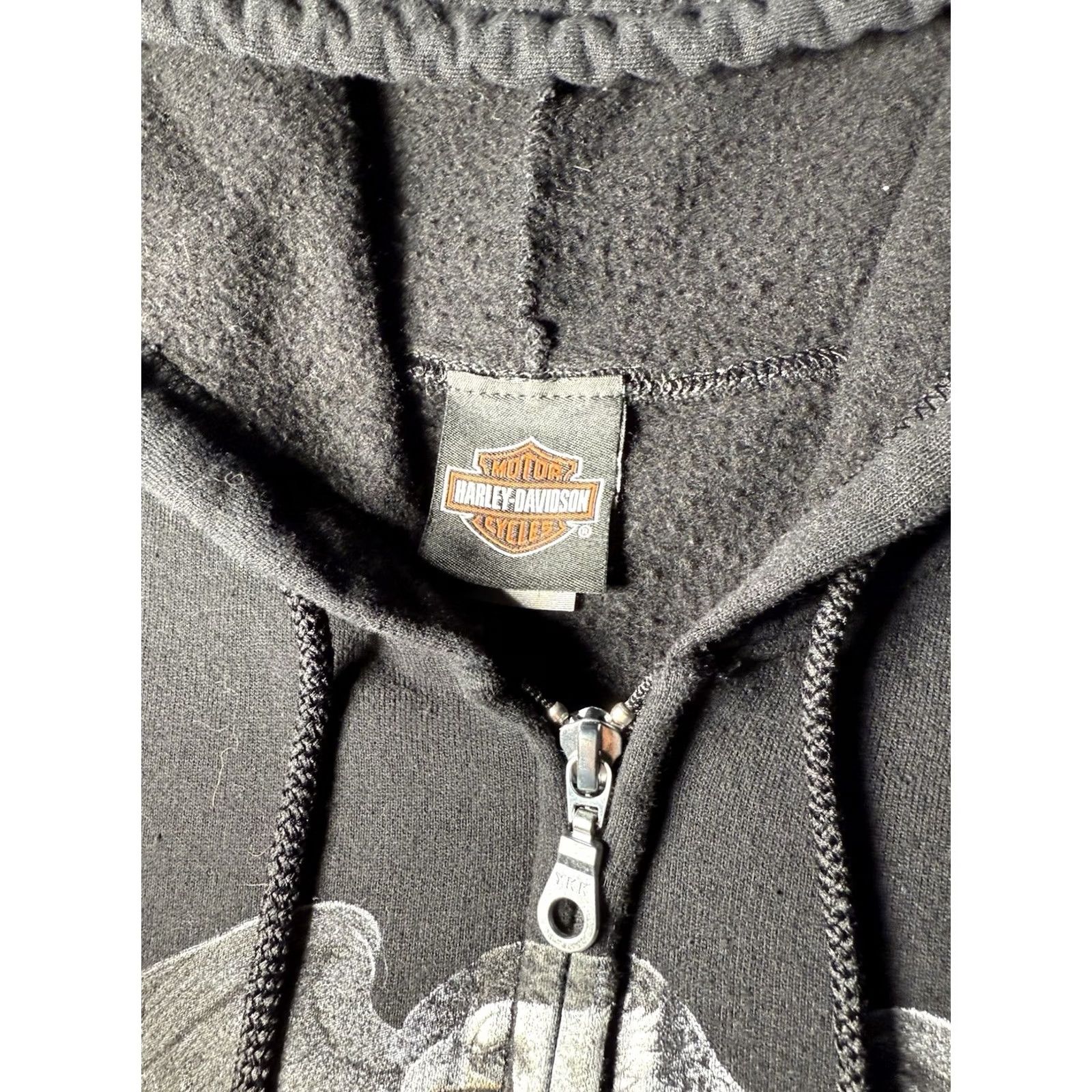 Harley Davidson VINTAGE Harley-Davidson Hoodie Men Full Zip Skull Graphic Print Black Eagle Wisconsin M Black/Hooded Size US M / EU 48-50 / 2 - 3 Thumbnail