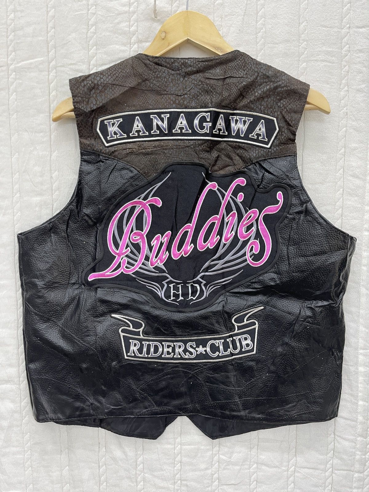Japanese Brand ARCHIVE💥KANAGAWA BUDDIES HD RIDER CLUB LEATHER VEST JACKET Size US L / EU 52-54 / 3 - 1 Thumbnail