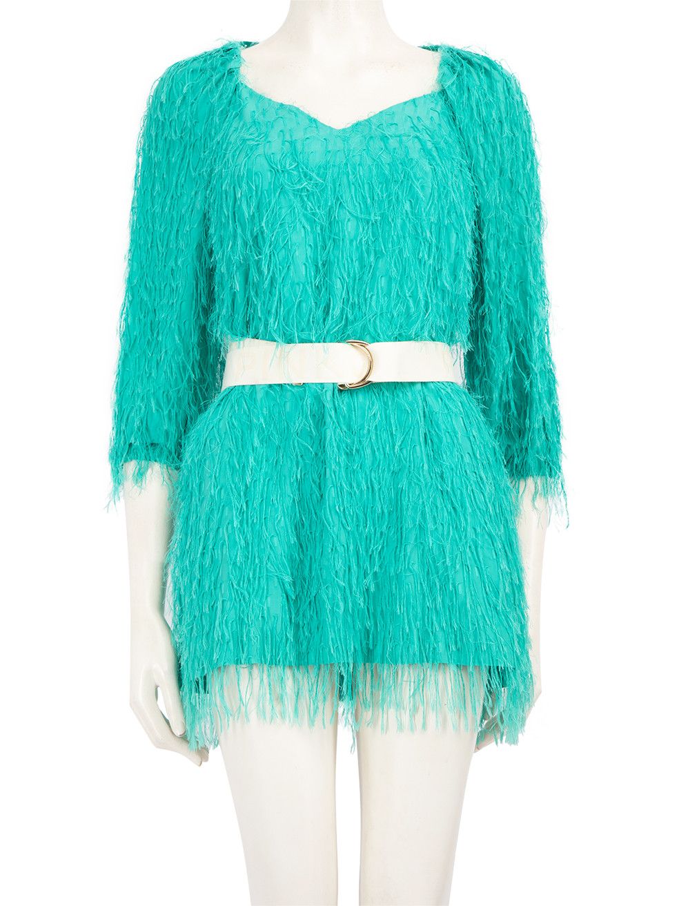 Pinko Turquoise Tassel Mini Dress Size XS / US 0-2 / IT 36-38 - 1 Thumbnail