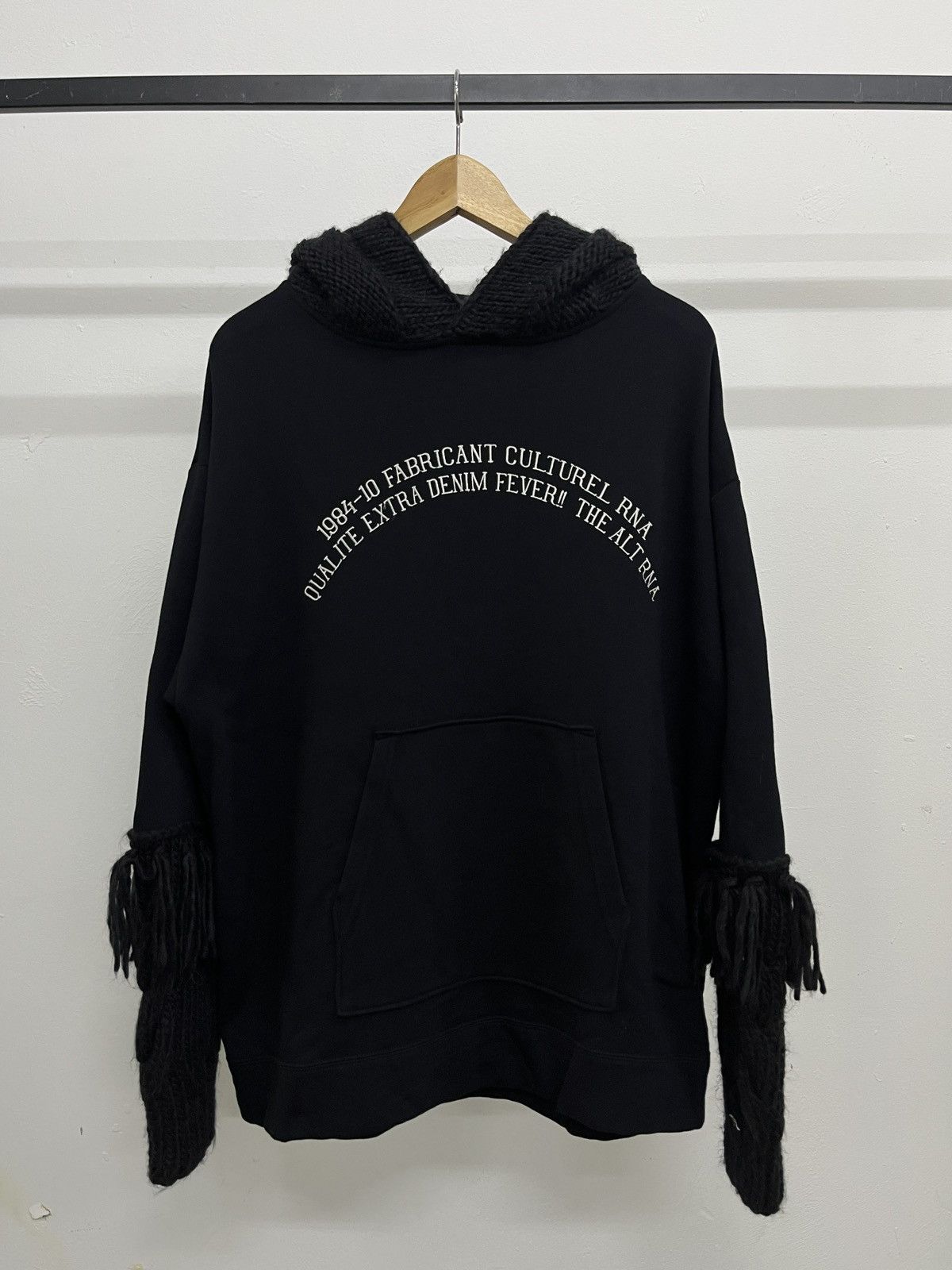 If Six Was Nine 1990s RNA Inc - Fringe Knitted Hybrid Visvim Style Hoodie Size US L / EU 52-54 / 3 - 9 Thumbnail