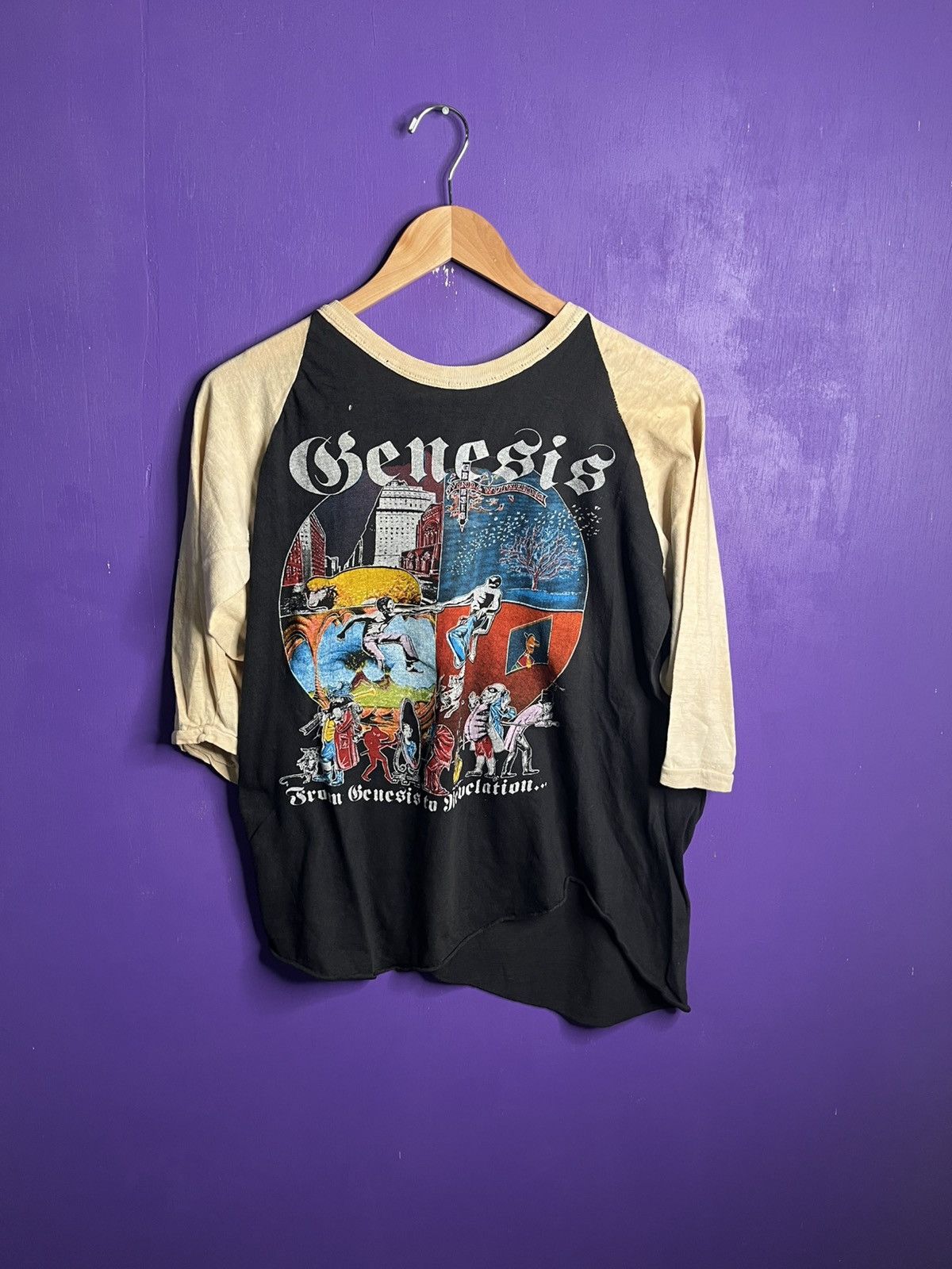 Band Tees × Vintage Vintage 1981 Genesis from Genesis to revelation raglan tee Size US M / EU 48-50 / 2 - 1 Thumbnail