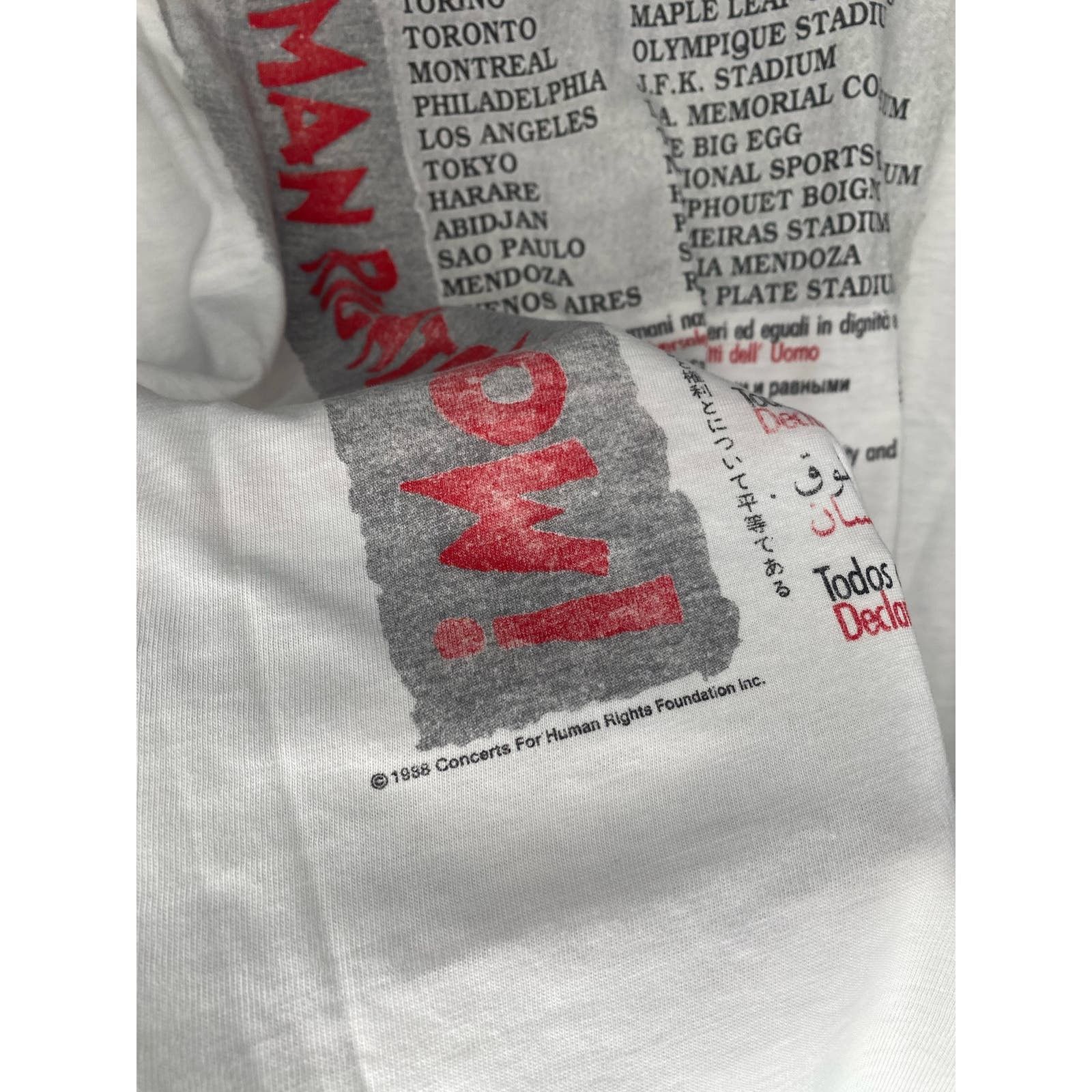 Vintage 1988 Human Rights Now World Tour Band T-Shirt