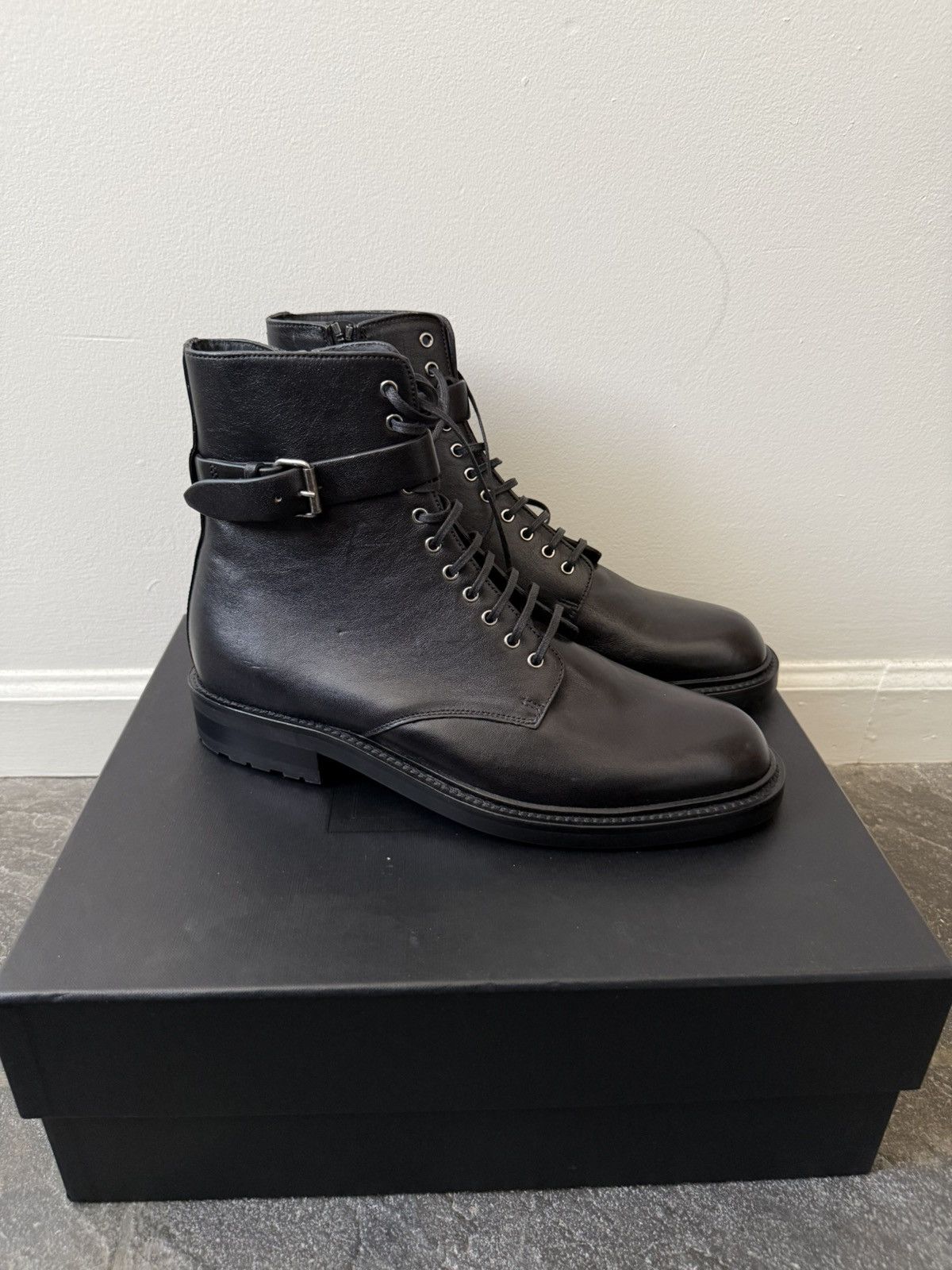 Saint Laurent Paris 19SS Black Ayers Snakeskin 60mm Finn Boots 42 