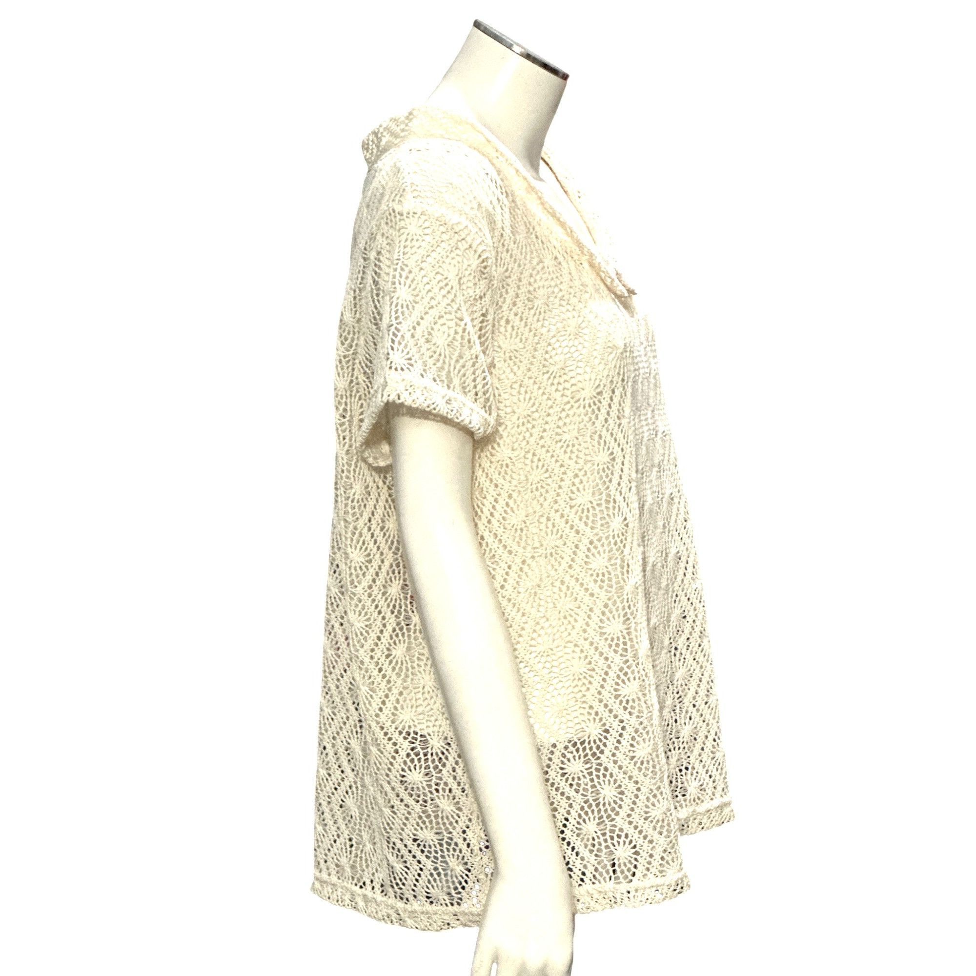 Other CCC Vintage Cream Lace Short Sleeve Embroidered Pullover Blo Size XL / US 12-14 / IT 48-50 - 4 Thumbnail