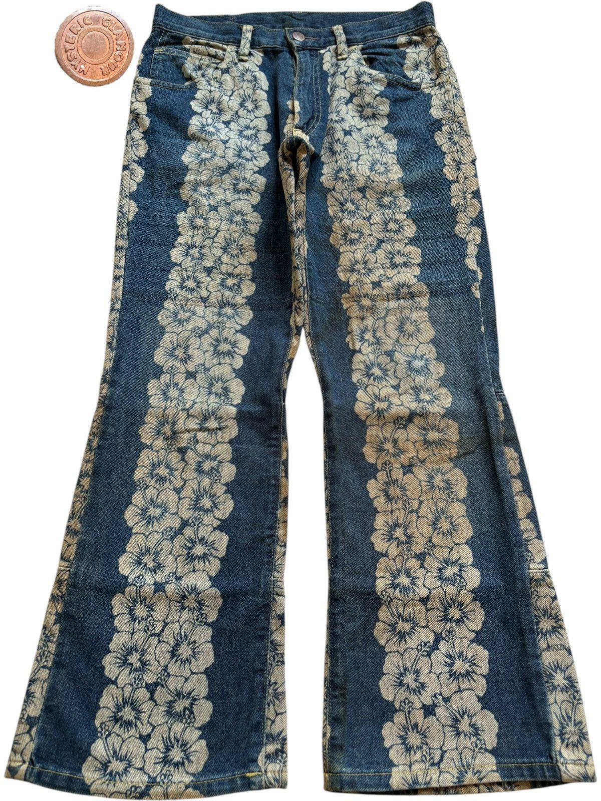 Hysteric Glamour Vintage Hysteric Glamour Mud Wash Flower Style Flare Jeans Size US 28 / EU 44 - 1 Thumbnail
