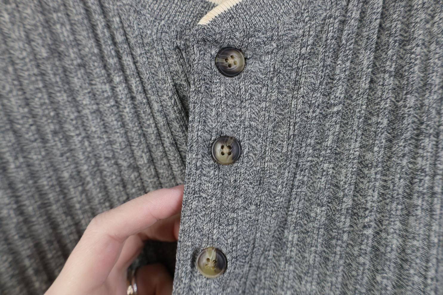 Vintage Vintage 90s Streetwear Ribbed Knit Henley T-Shirt Gray Size US XL / EU 56 / 4 - 4 Thumbnail