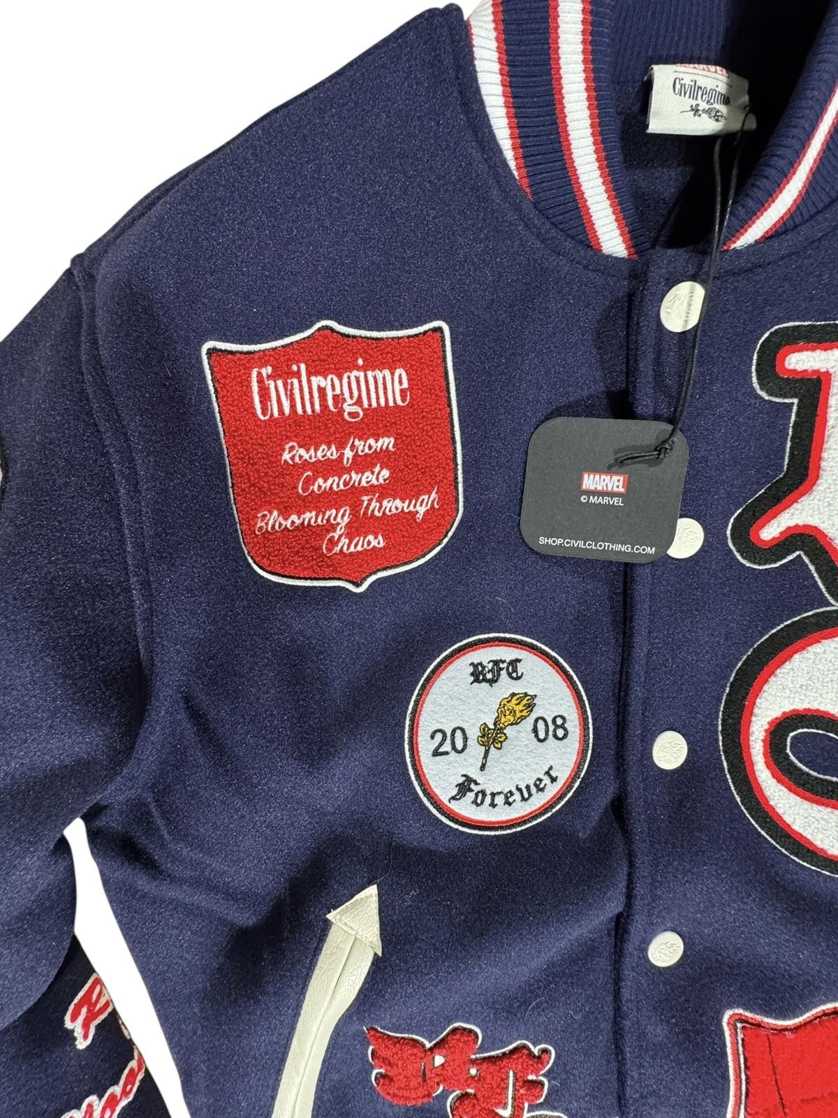 Civil Regime Civil Regime x Marvel Spider-Man Varsity Jacket Navy Blue Size US M / EU 48-50 / 2 - 2 Thumbnail