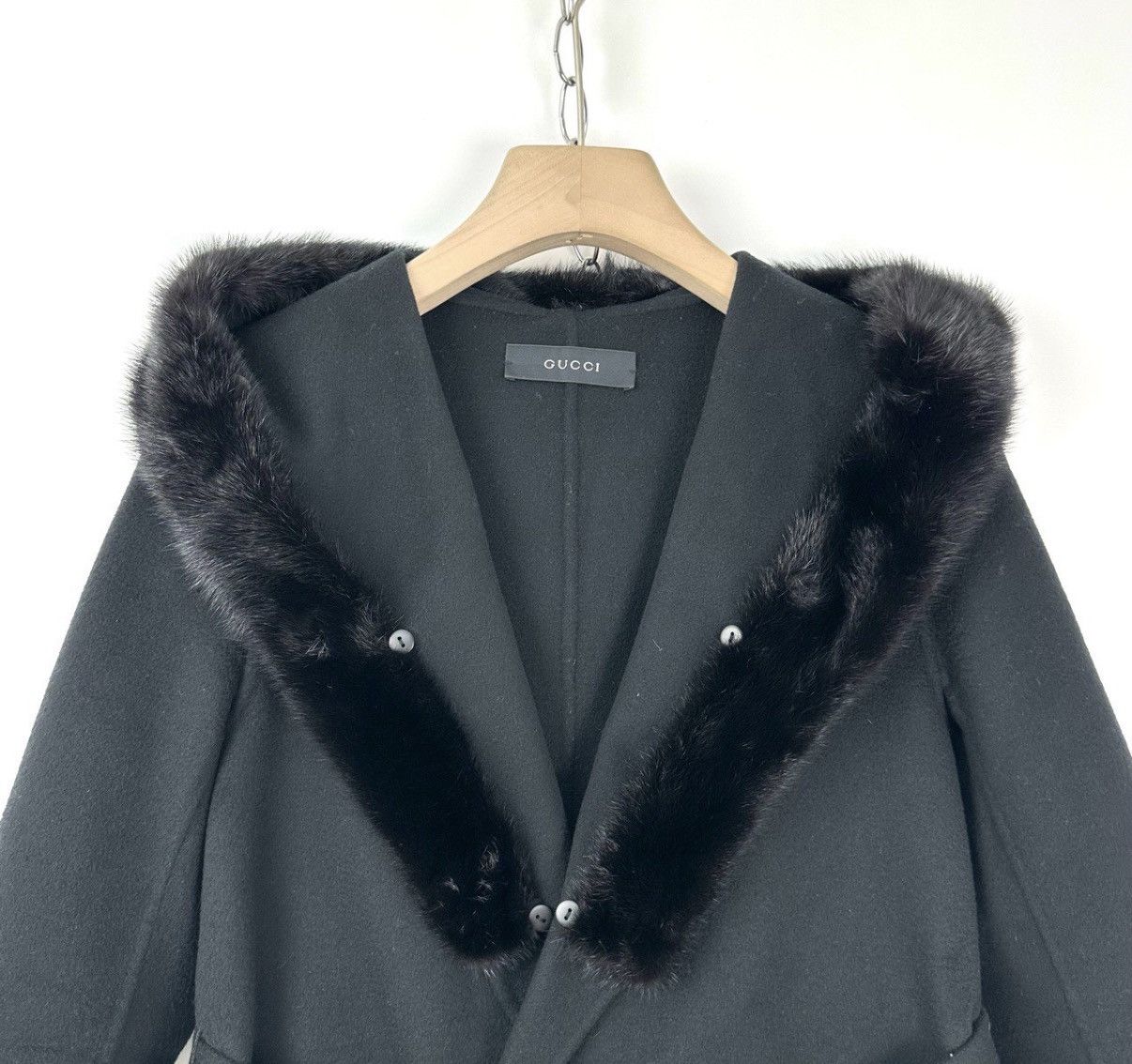 Gucci Gucci/Fur Collar Hooded Black Coat K12 Size M / US 6-8 / IT 42-44 - 3 Thumbnail