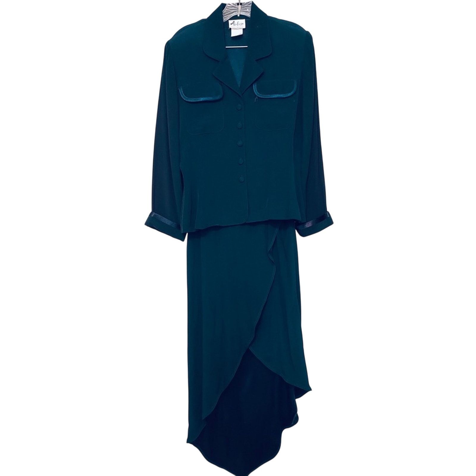 Other Vintage Audio Connie Anderson Teal Blue Two Piece Skirt Set Size S / US 4 / IT 40 - 1 Thumbnail