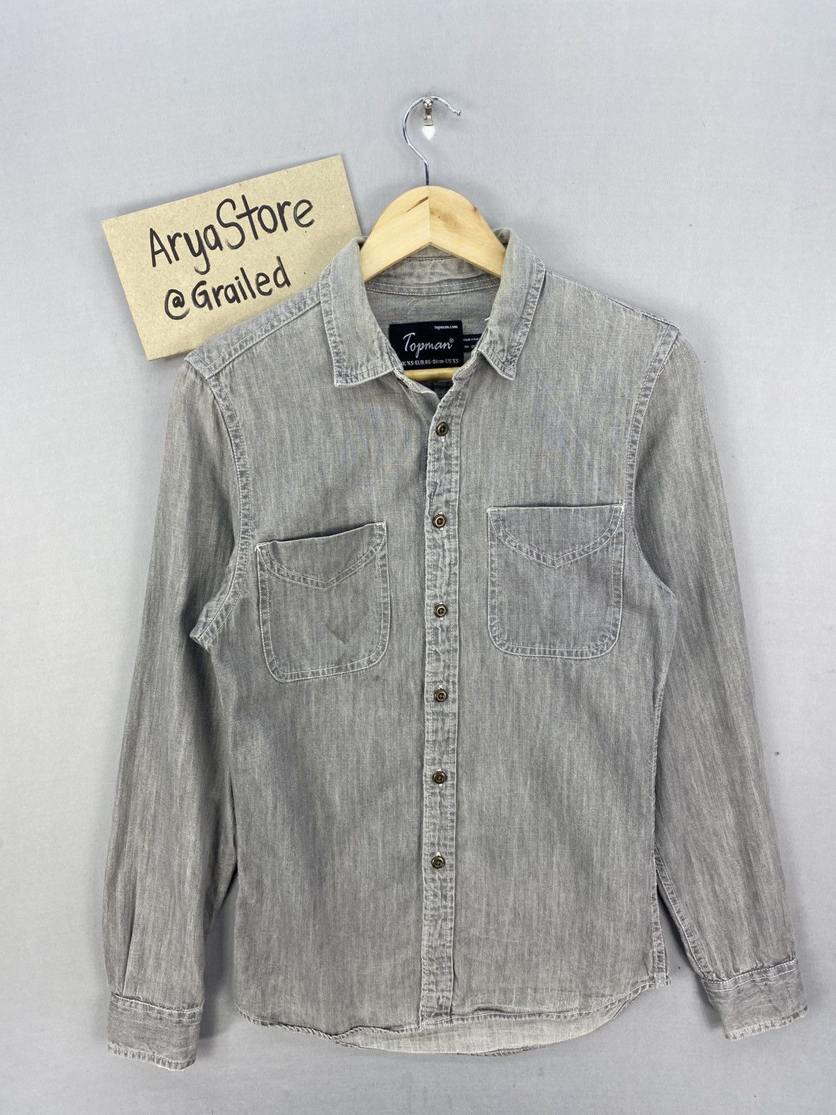 Flannel Topman Grey Denim Shirts Button Up Size US XXS / EU 40 - 1 Thumbnail