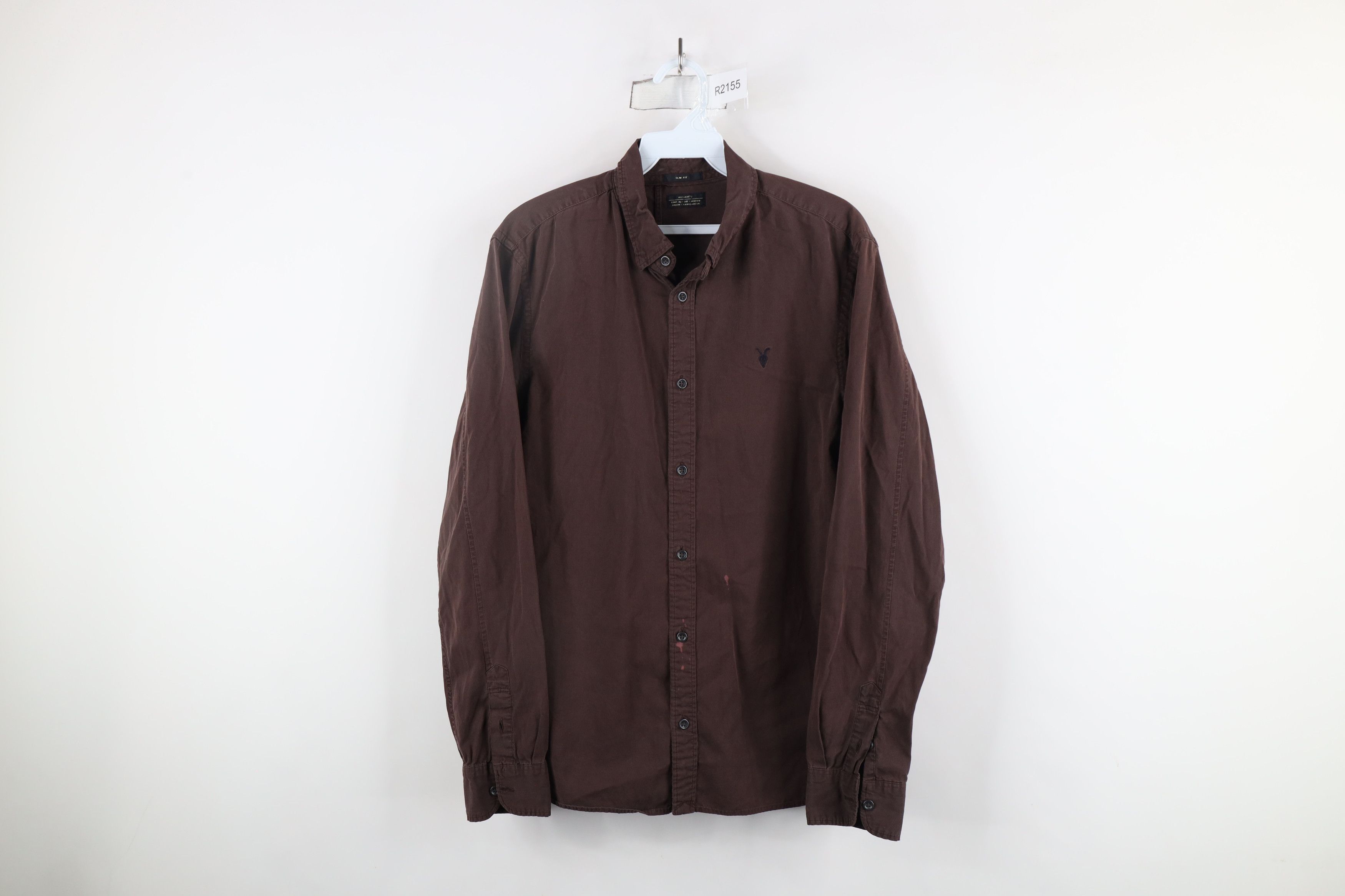 Allsaints × Vintage AllSaints Fit Distressed Collared Button Down Shirt Brown Size US M / EU 48-50 / 2 - 1 Thumbnail