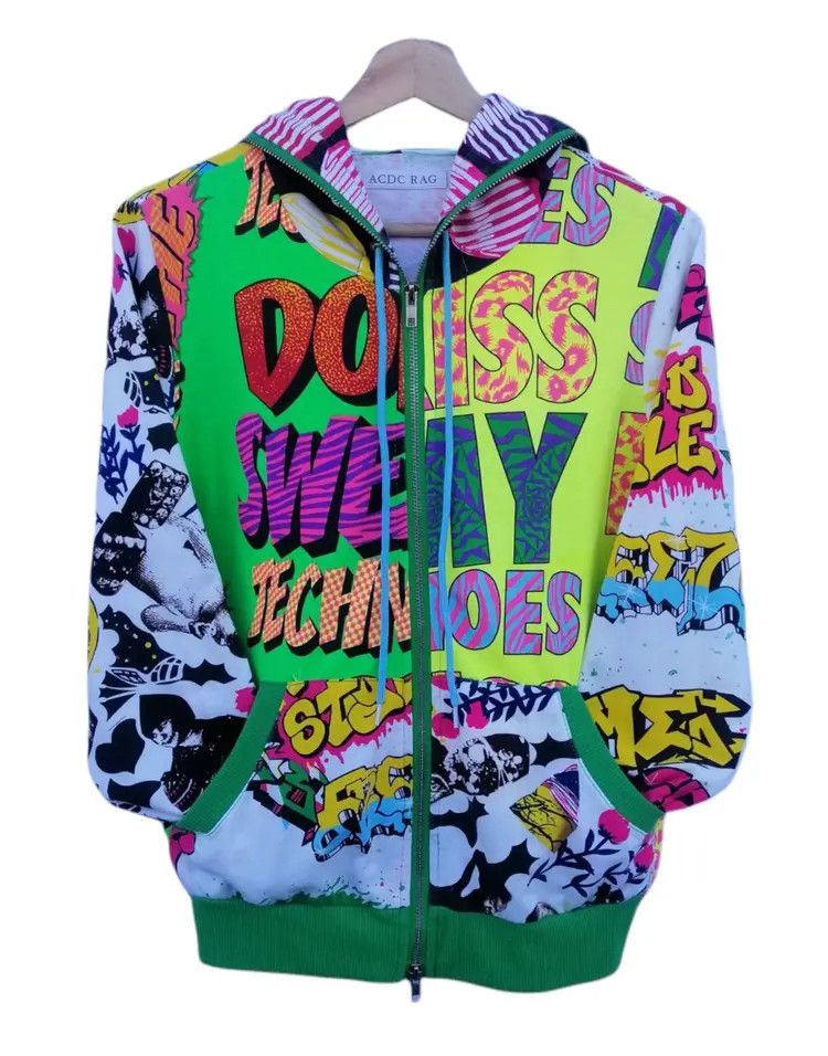 Japanese Brand ACDC RAG Graffiti Full Zip Up Hoodie Jacket Size M / US 6-8 / IT 42-44 - 7 Thumbnail