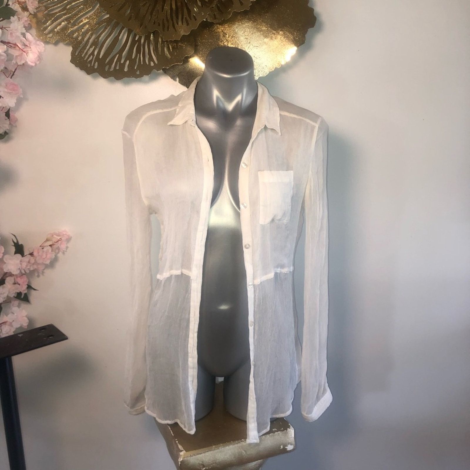 Chan Luu Blouse Top Chan Luu sheer button down Size S / US 4 / IT 40 - 2 Thumbnail