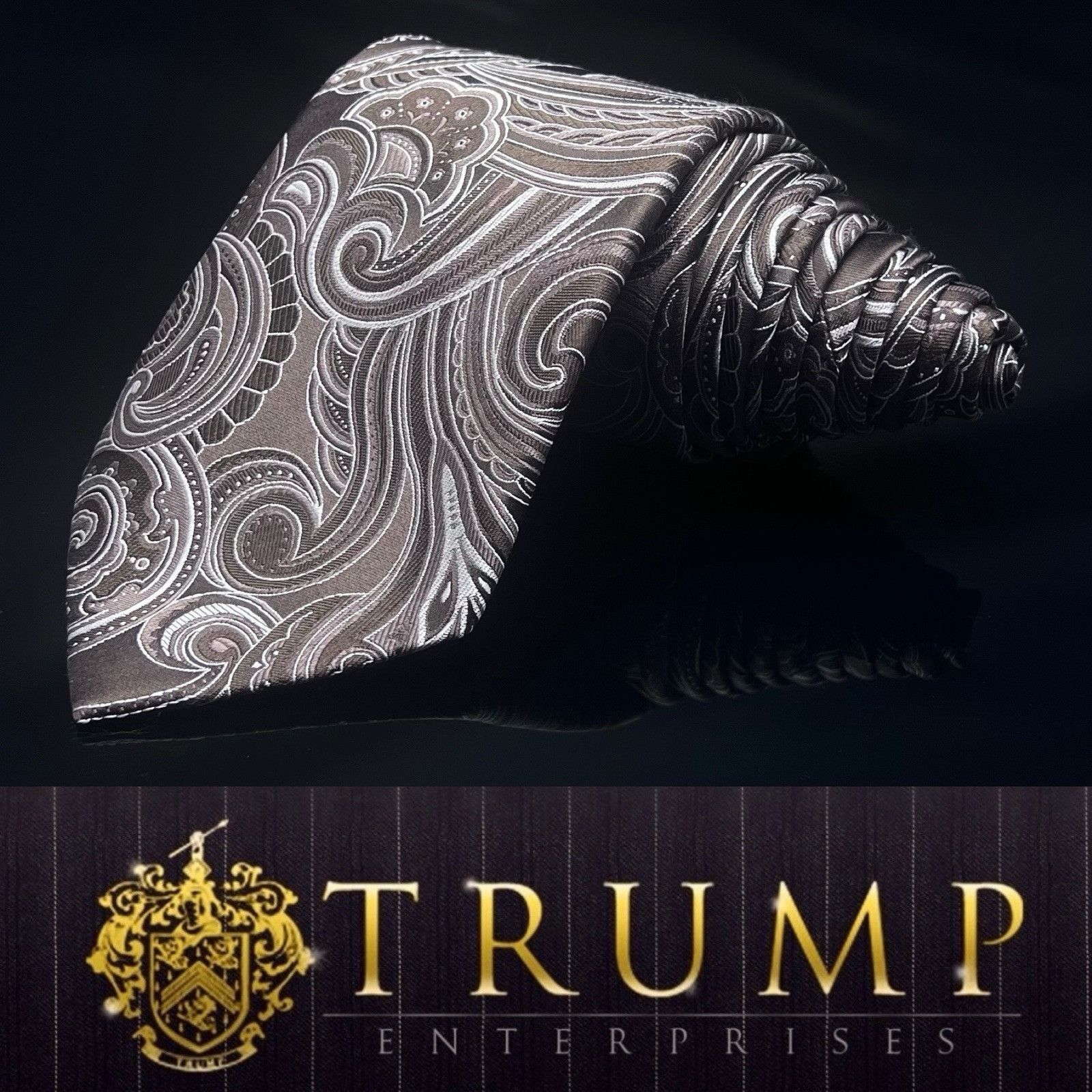 Donald Trump Donald J Trump Signature Collection Silk Men Tie Brown Paisl Size ONE SIZE - 1 Thumbnail