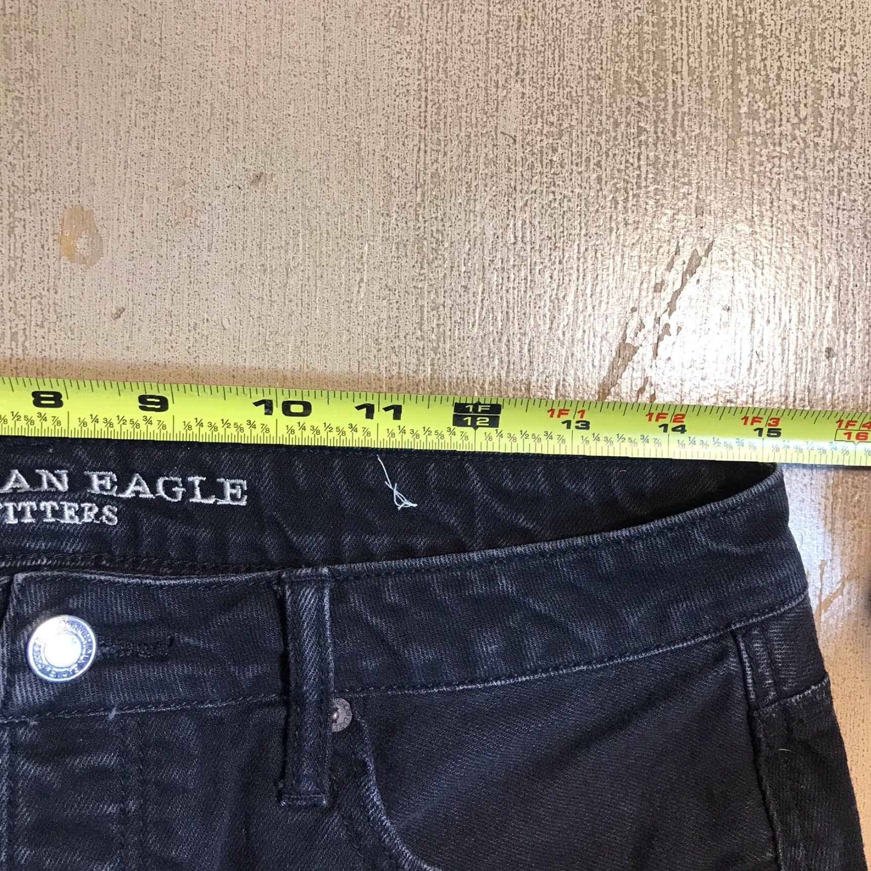 American Eagle Outfitters American Eagle Denim Skirt Womens 10 Button Fly Boho Festival Black Raw Hem Size 32" / US 10 / IT 46 - 6 Thumbnail