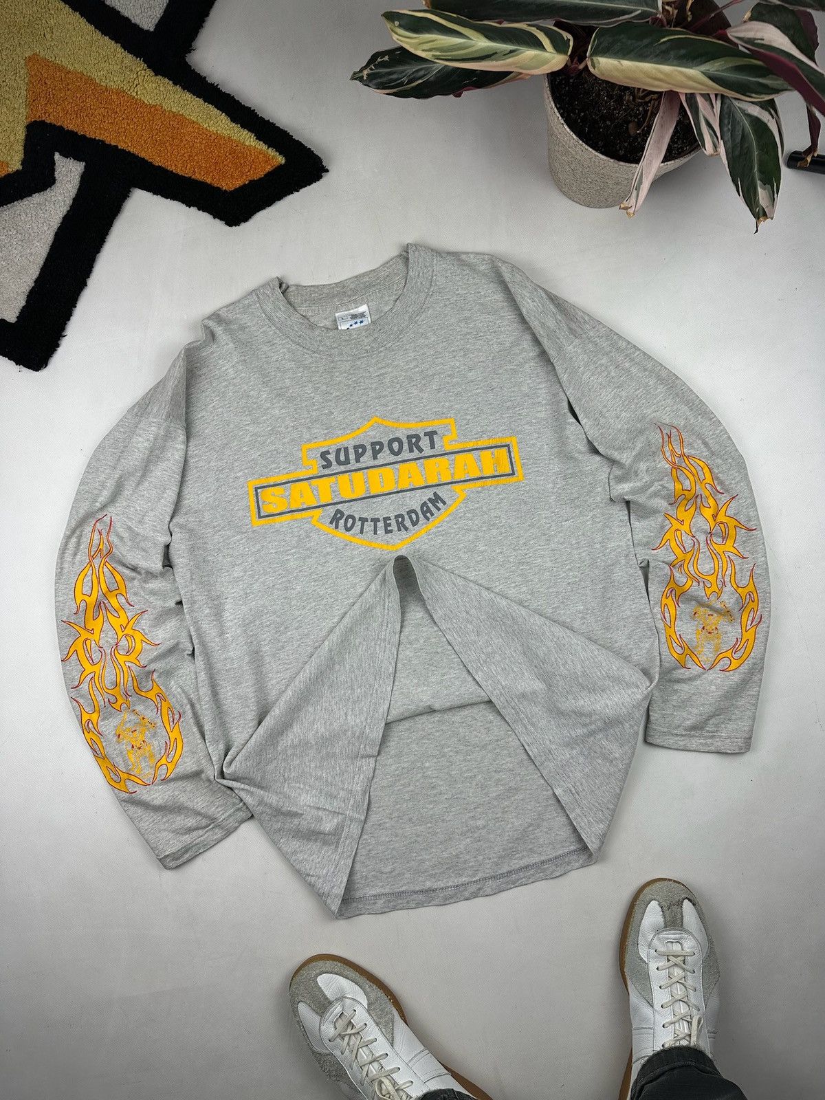 Japanese Brand Japan Y2K 00s Harley Davidson Style Tribal Long Sleeve flame Size US L / EU 52-54 / 3 - 2 Thumbnail